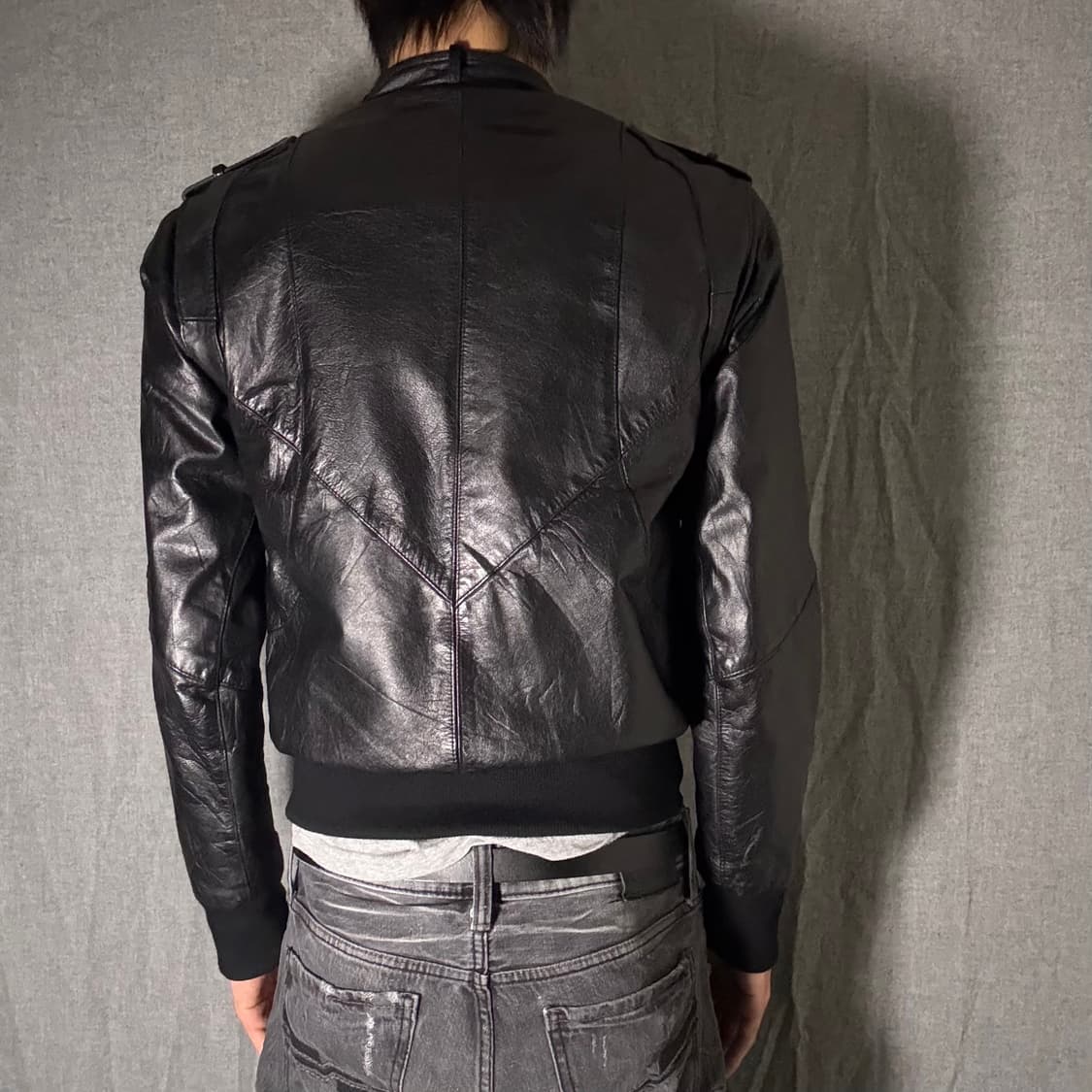 블랙 가죽 자켓 남성용 상품이미지3