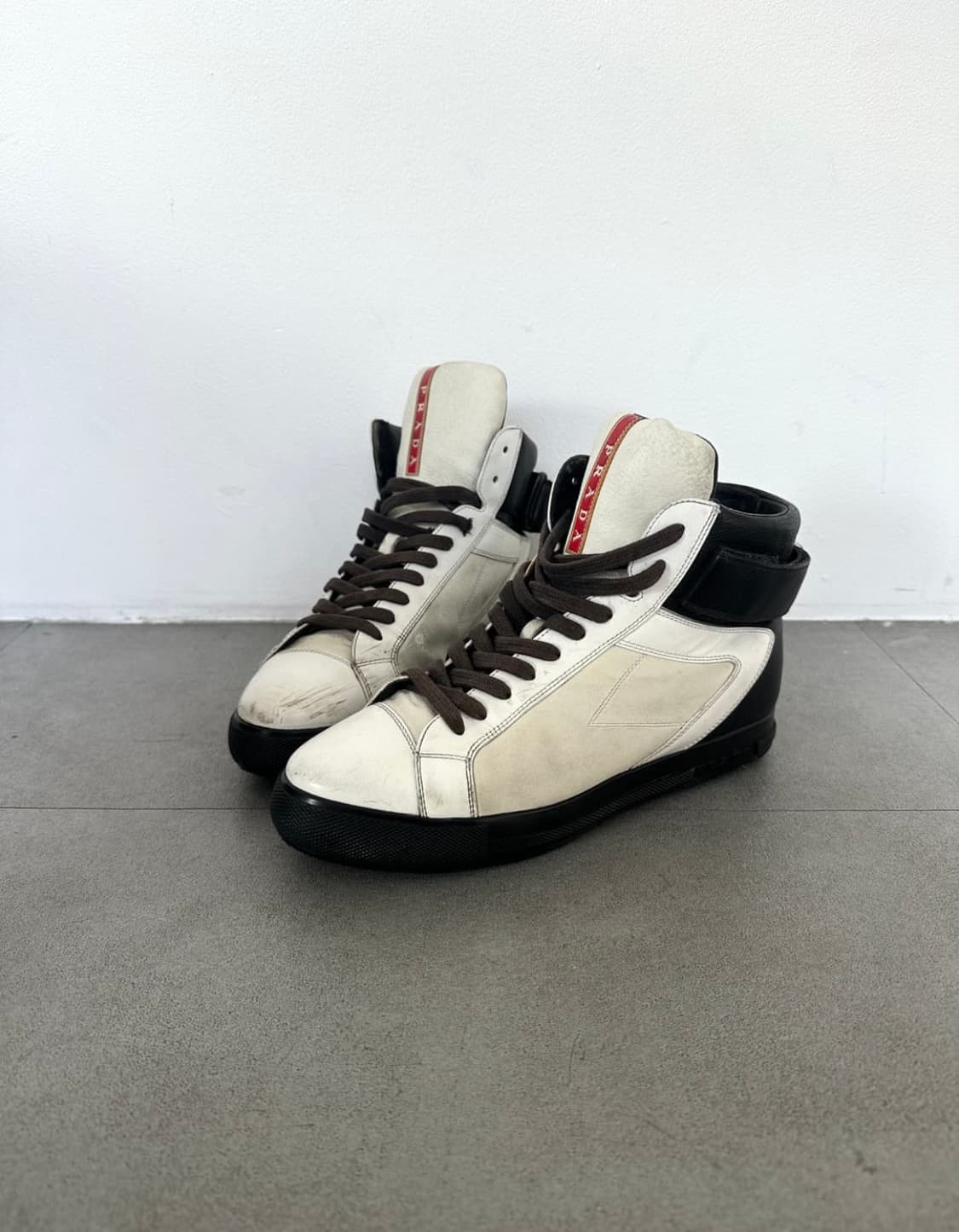 프라다 스포츠 아이보리 히든웨지 하이탑 상품이미지1