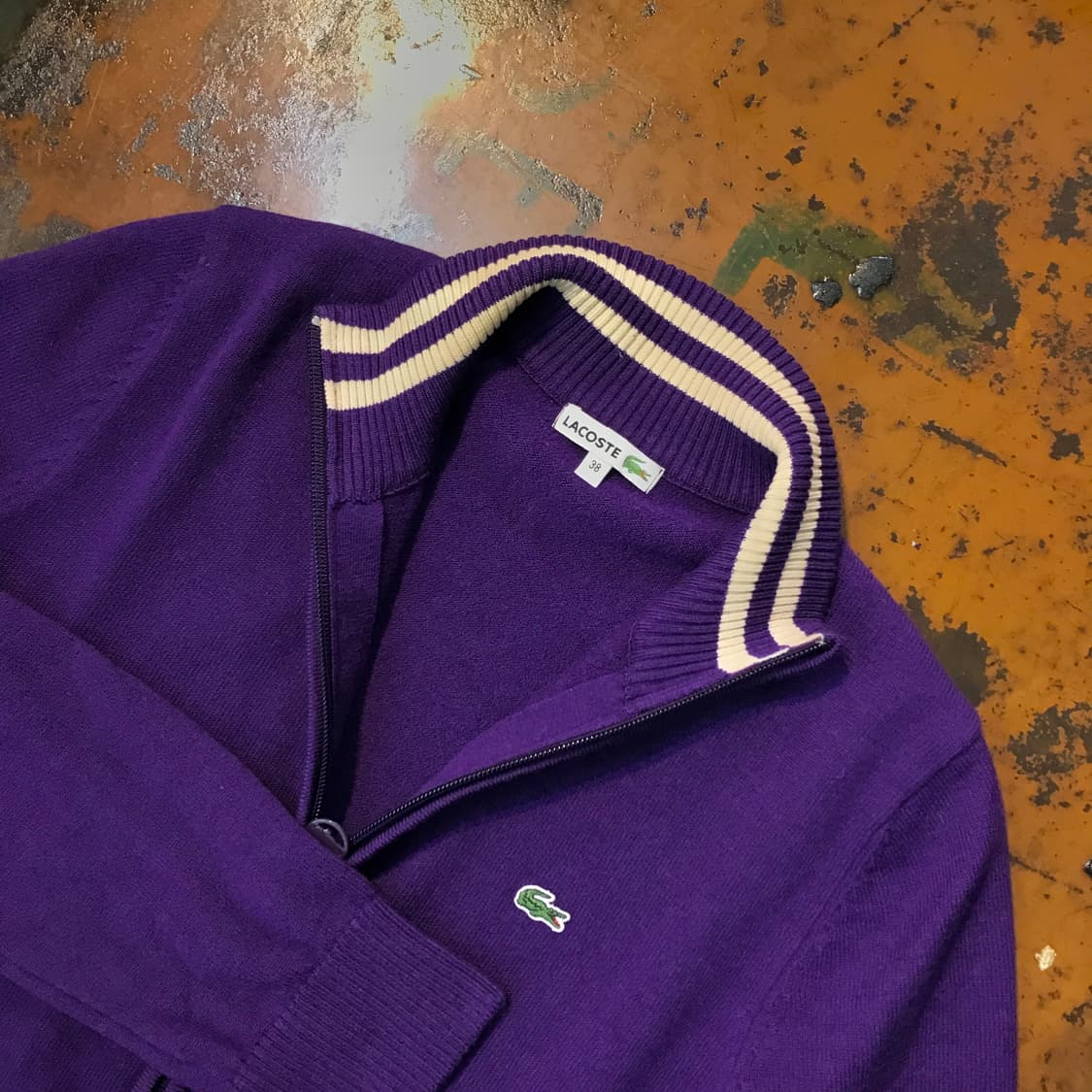 라코스테 퍼플 니트 집업 여성 55 사이즈 상품이미지4