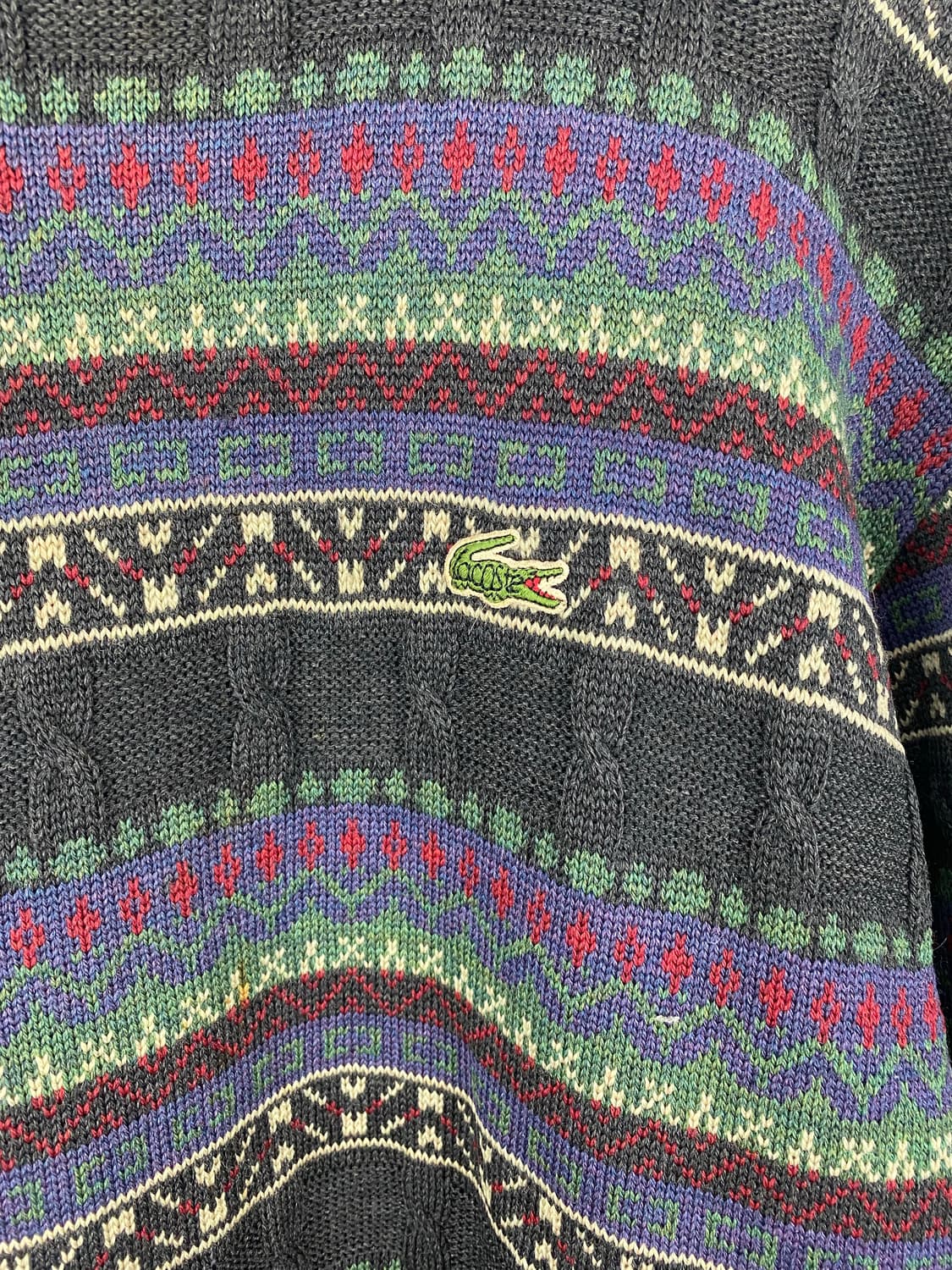 90s 라코스테 멀티컬러 꽈배기 울 니트 M 상품이미지3