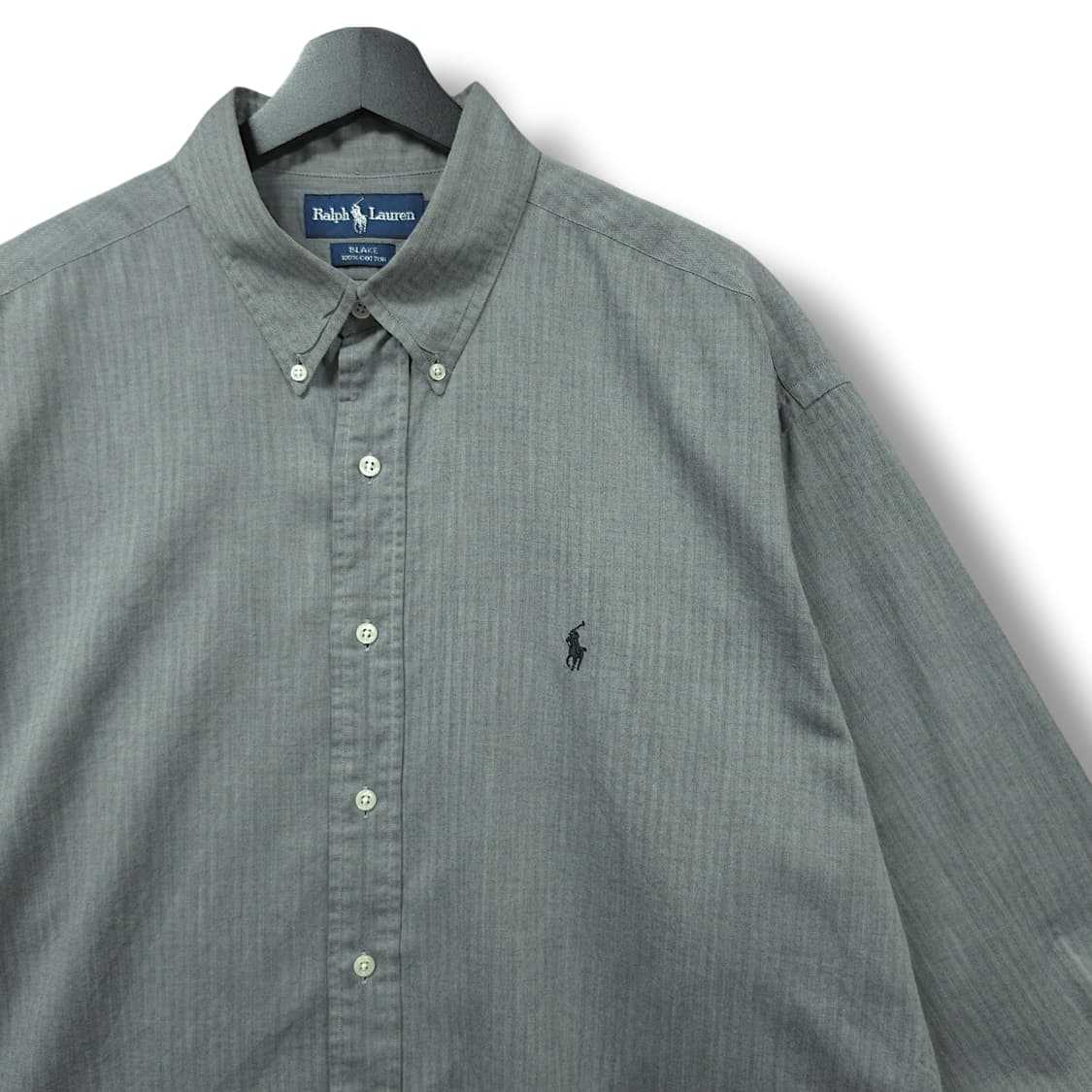 [XL] 폴로 그레이 마이크로체크 블레이크 코튼 긴팔셔츠 상품이미지3