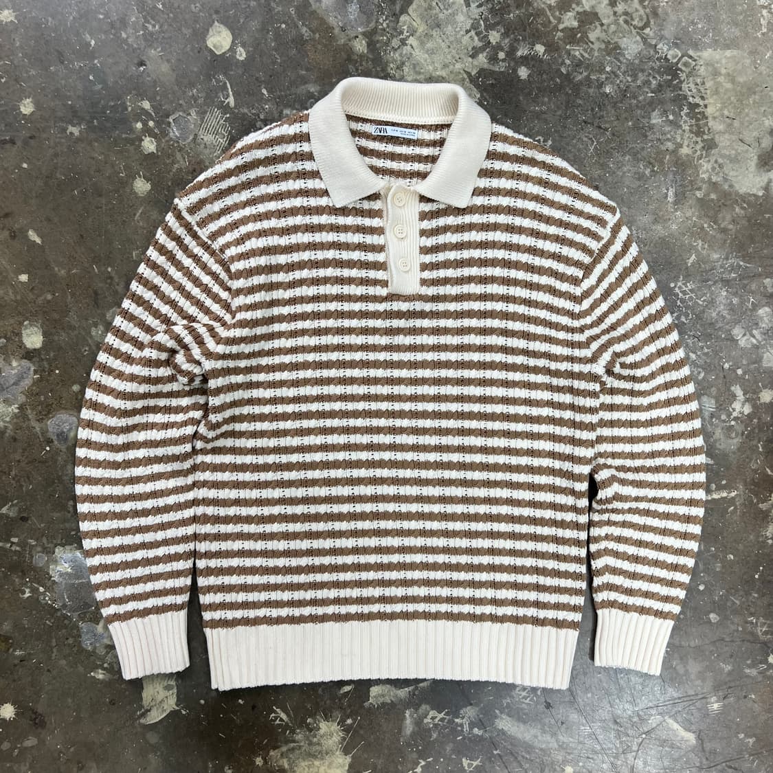 M) ZARA 자라 스트라이프 카라 니트 스웨터 상품이미지2