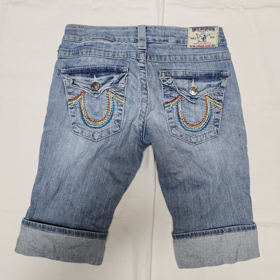 트루릴리젼 워시드 연청 롤업 하이틴 반바지 데님팬츠 상품이미지2