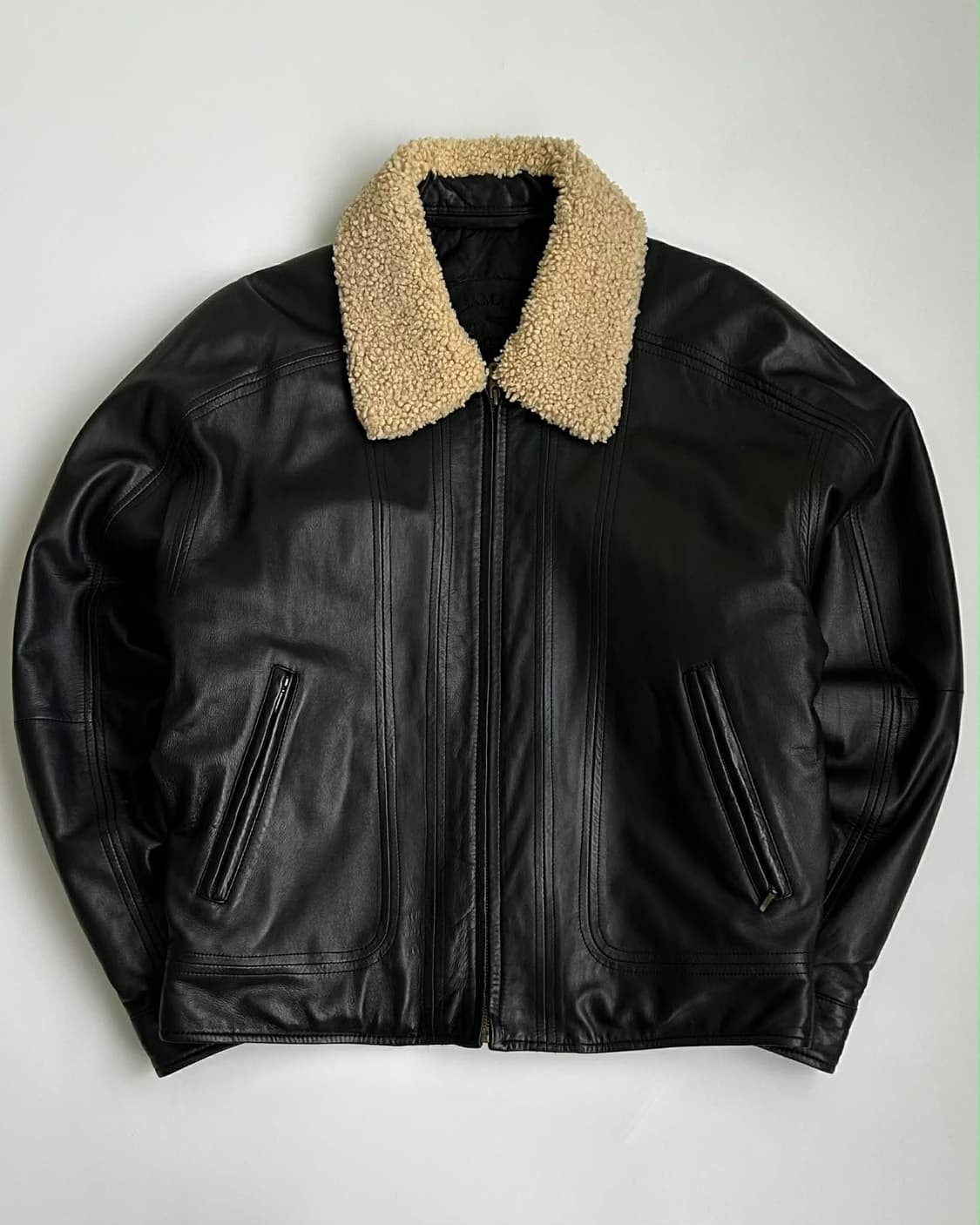 [105]Vintage 양가죽 셔링 무스탕 봄버 자켓 상품이미지1
