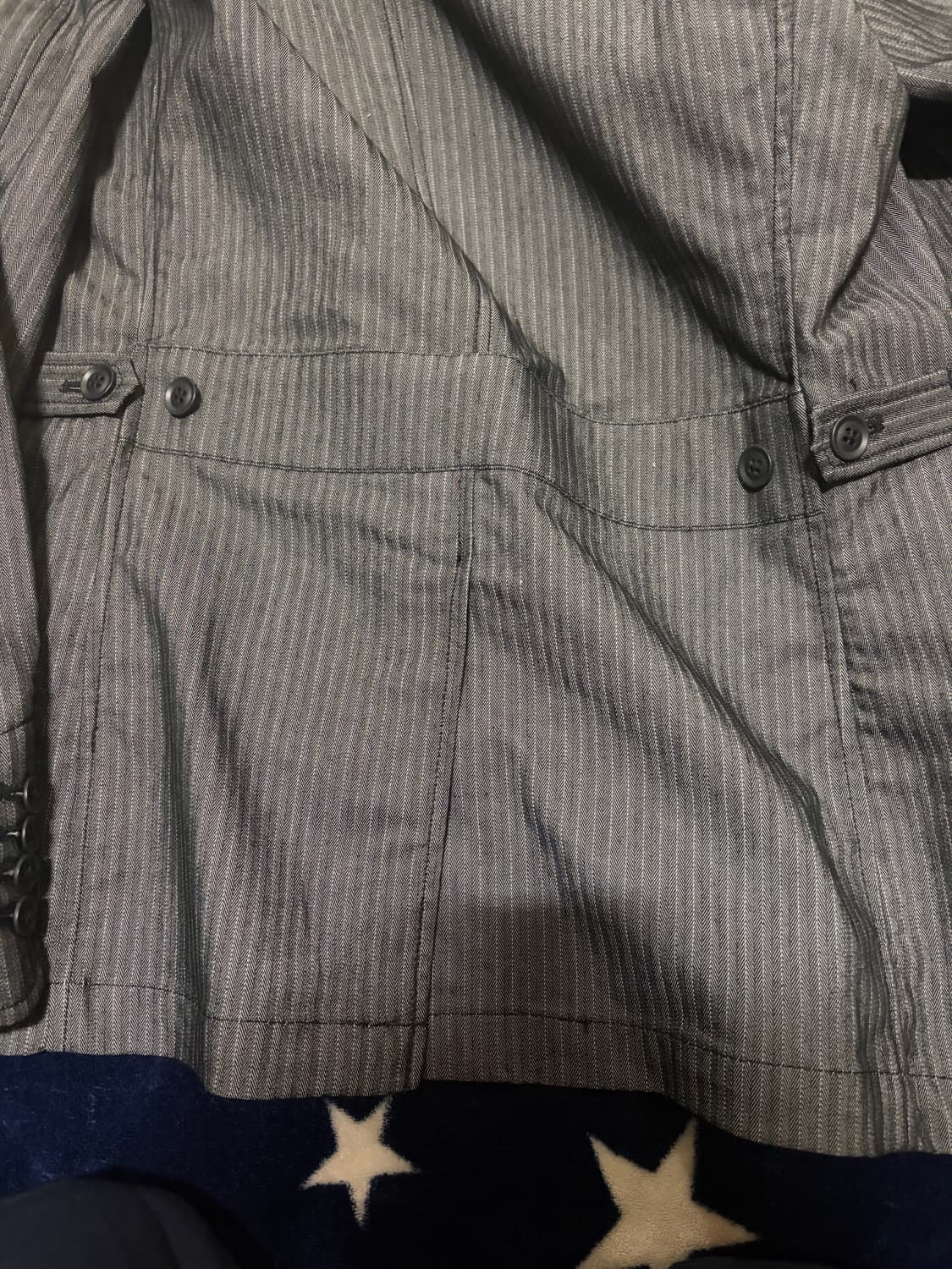 Ofuon 스탠드 카라 스트라이프 자켓 상품이미지7