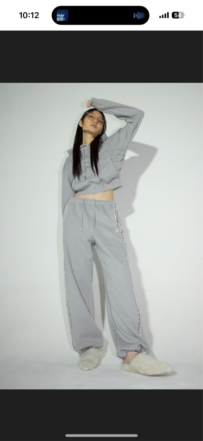 김미더영 22fw 셔링 스웻 후드 트레이닝 세트 그레이 상품이미지4