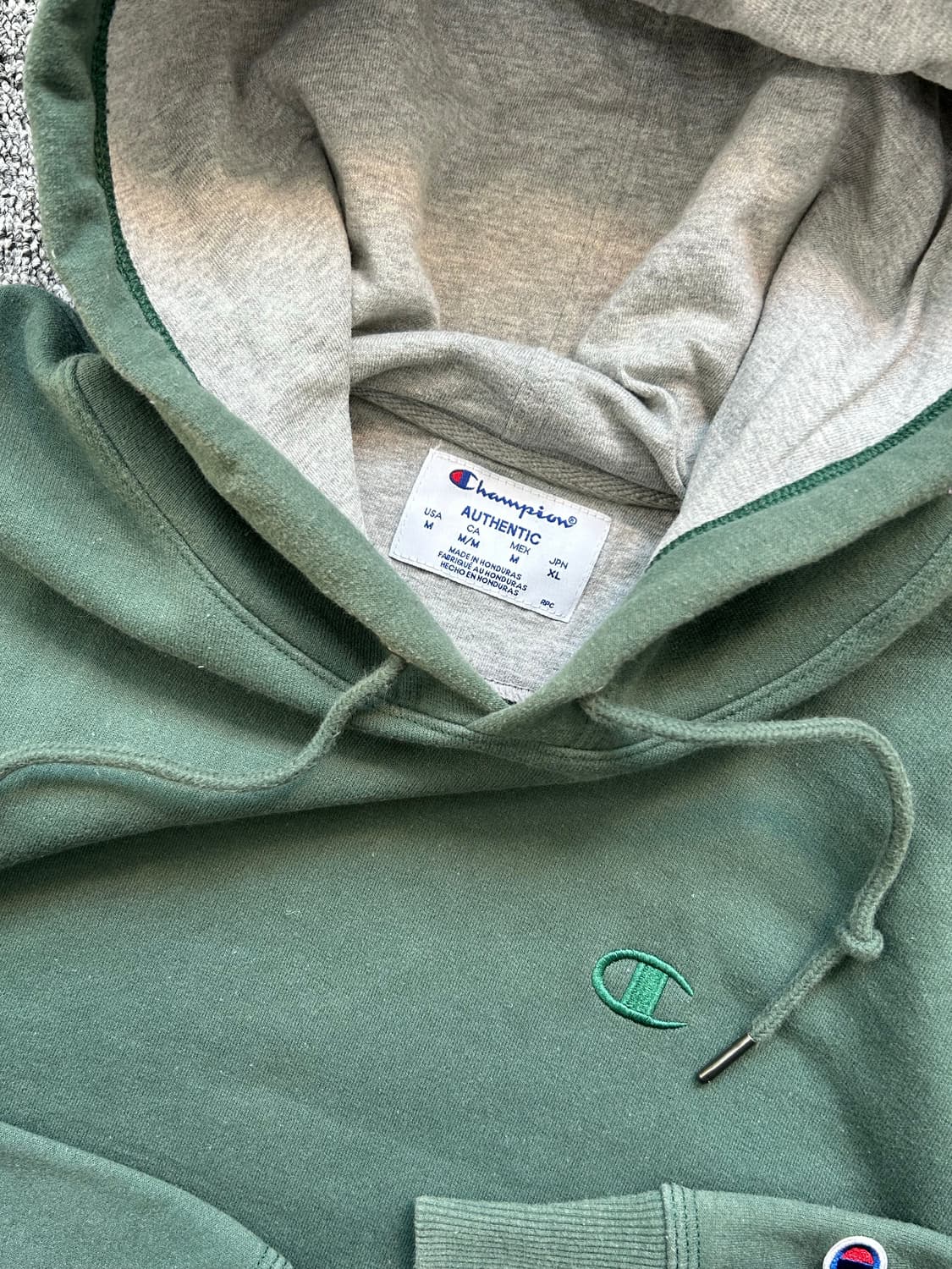 챔피온 어센틱 그린 후드티 M 상품이미지5