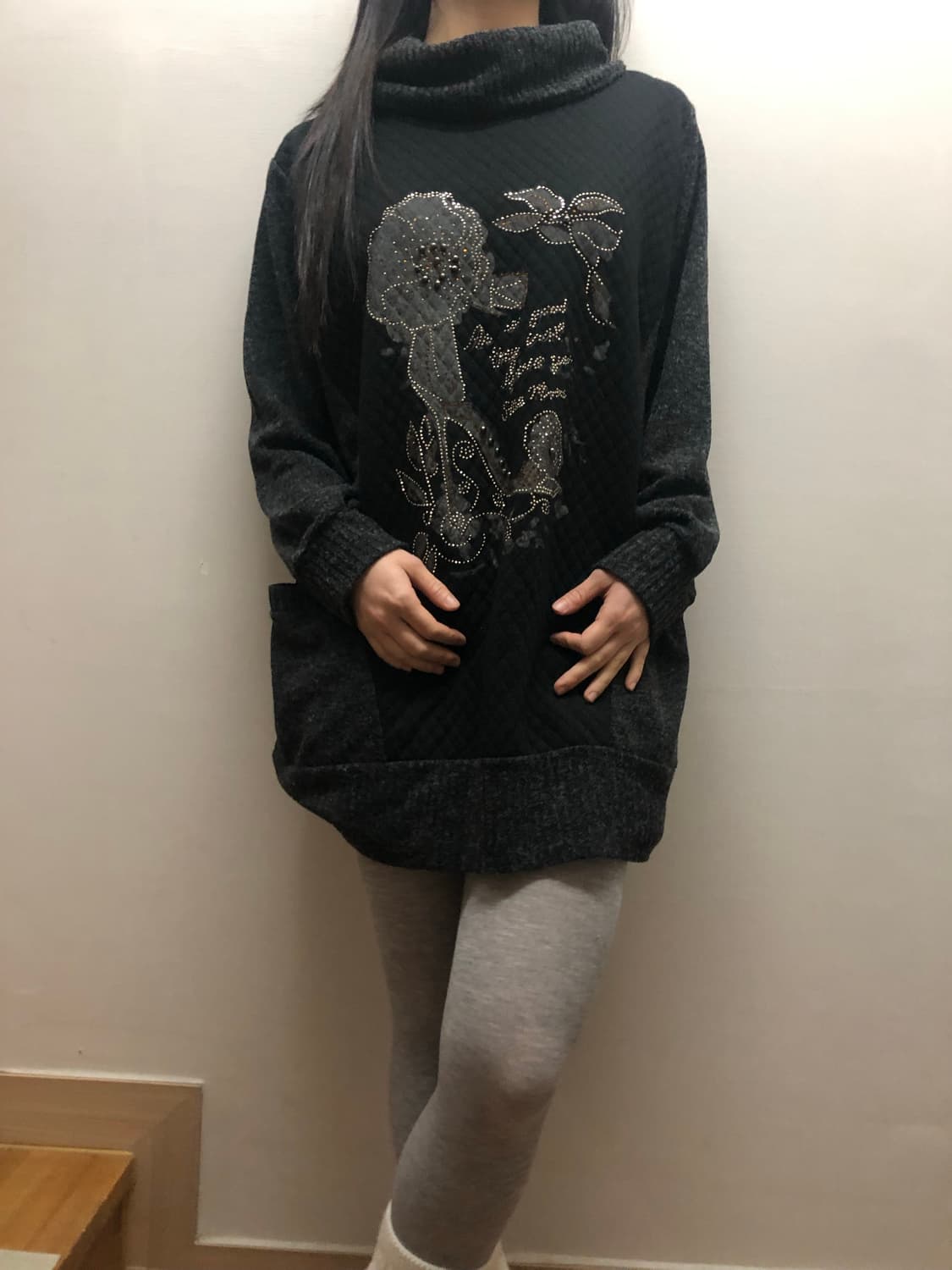 빈티지 블랙 오리엔탈 니트 원피스 상품이미지2