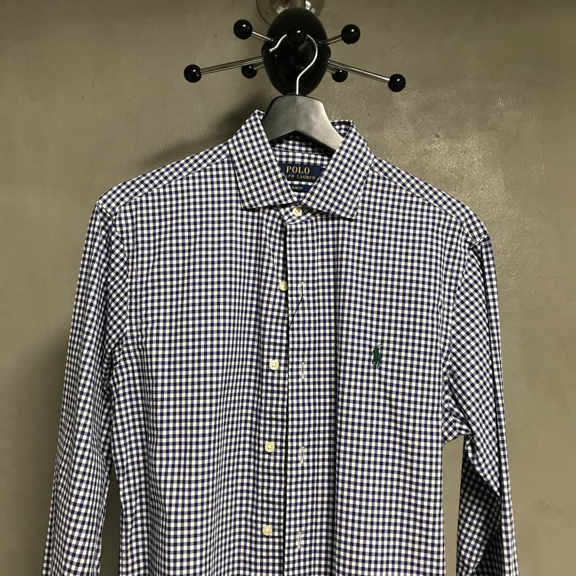 폴로 랄프로렌 깅엄 체크 셔츠 네이비 S 상품이미지2