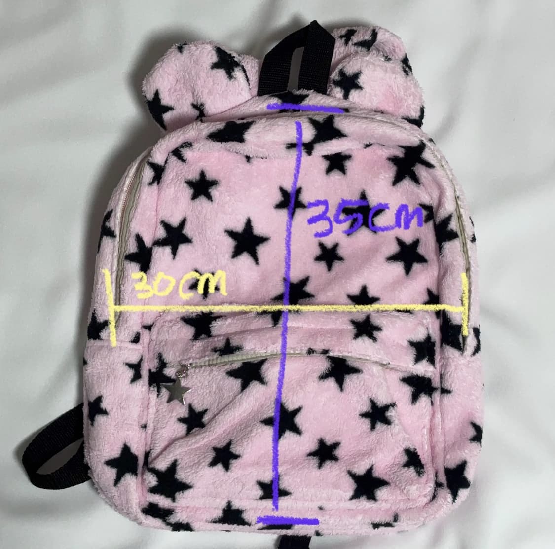 곰돌이귀 별무늬 보송보송 쿠마미미 핑크 백팩 상품이미지2
