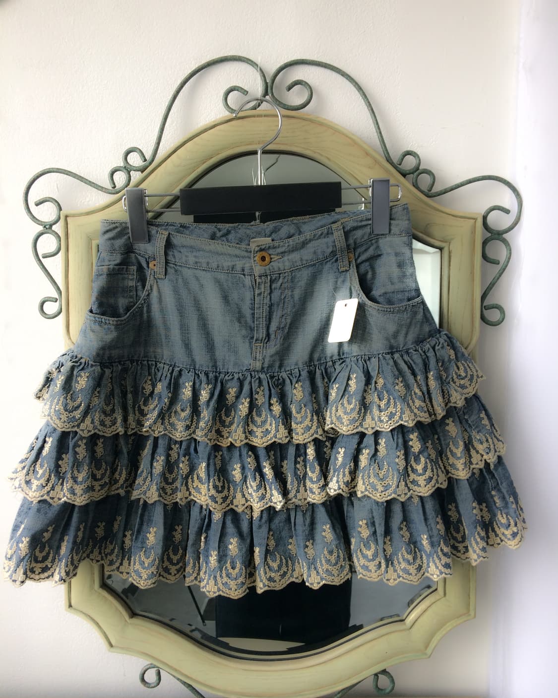 Axes femme embroidery layer mini skirt 상품이미지1