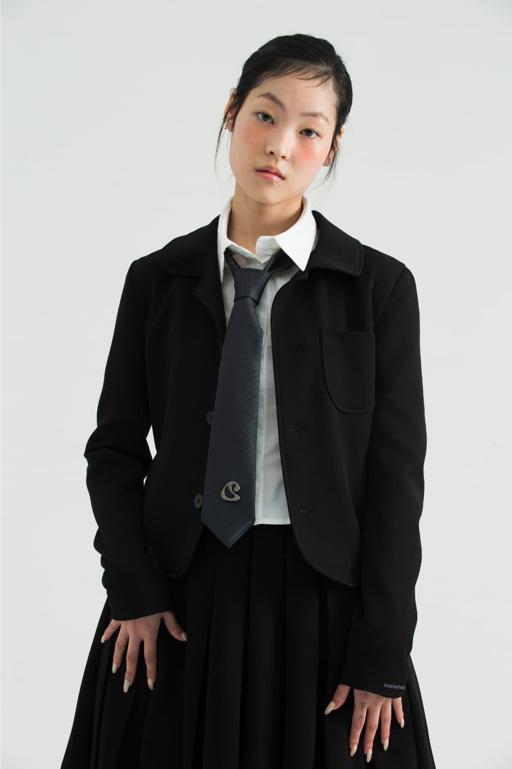 스마트어반유즈풀 플라워 버튼 자켓 블랙 1 사이즈 상품이미지5