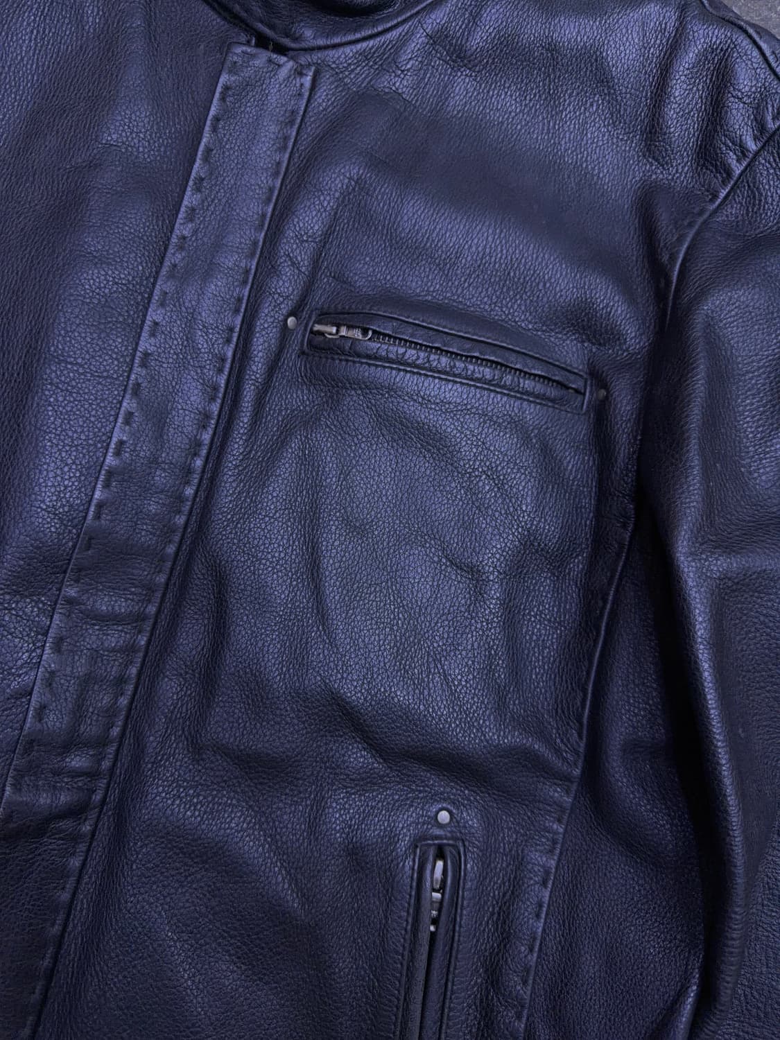 코모도 차이나 싱글 라이더 스티치 라인 소가죽 레더자켓 100 상품이미지4