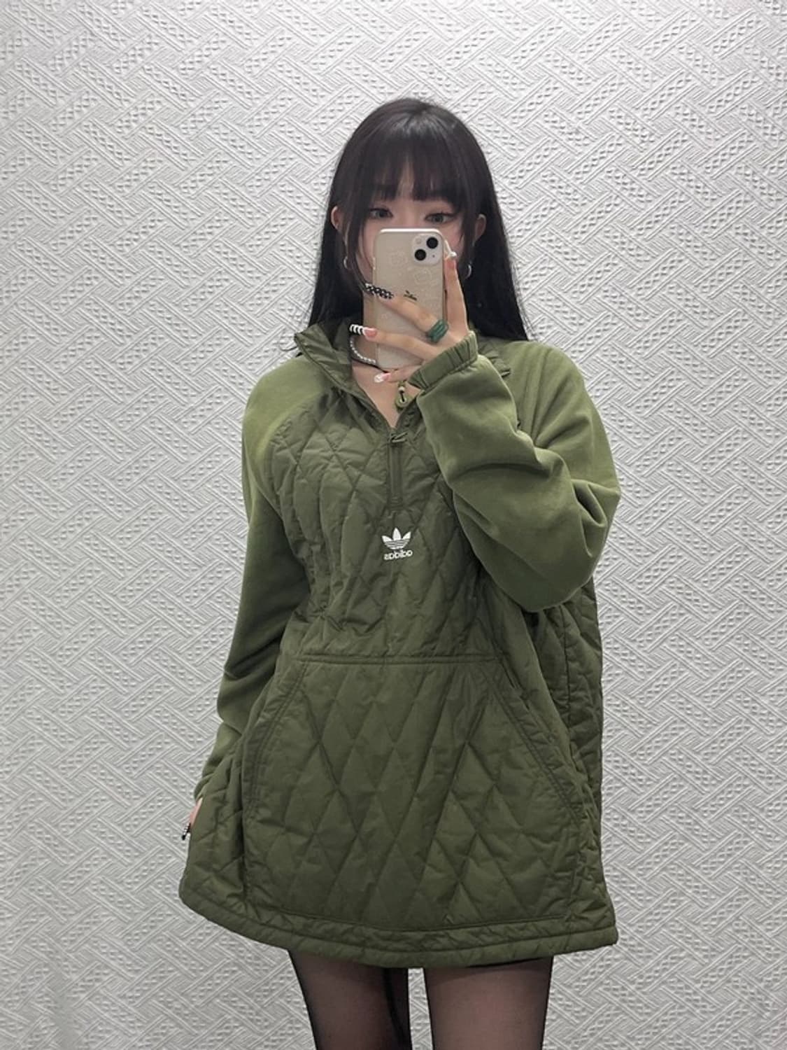 아디다스 유로파 말차카키 반집업 누빔 바람막이 아노락 4XL C10505 상품이미지1