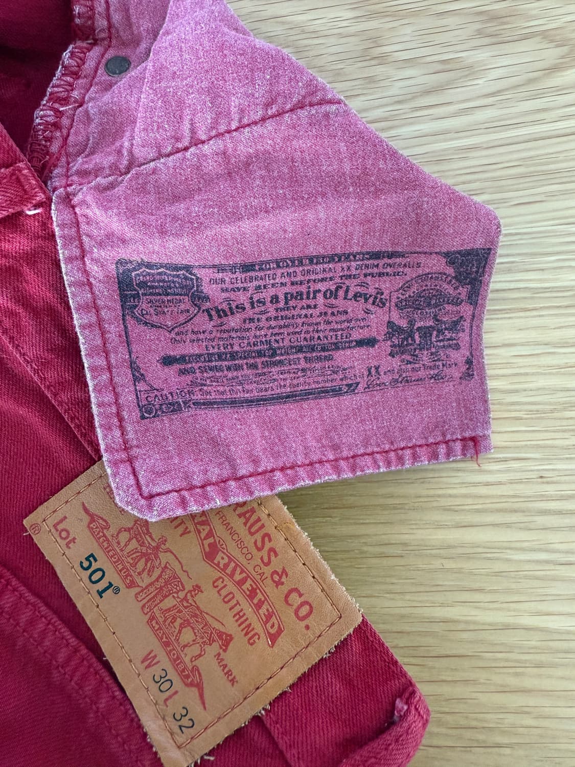올드 리바이스(Levi's) 501 레드 데님팬츠 상품이미지8