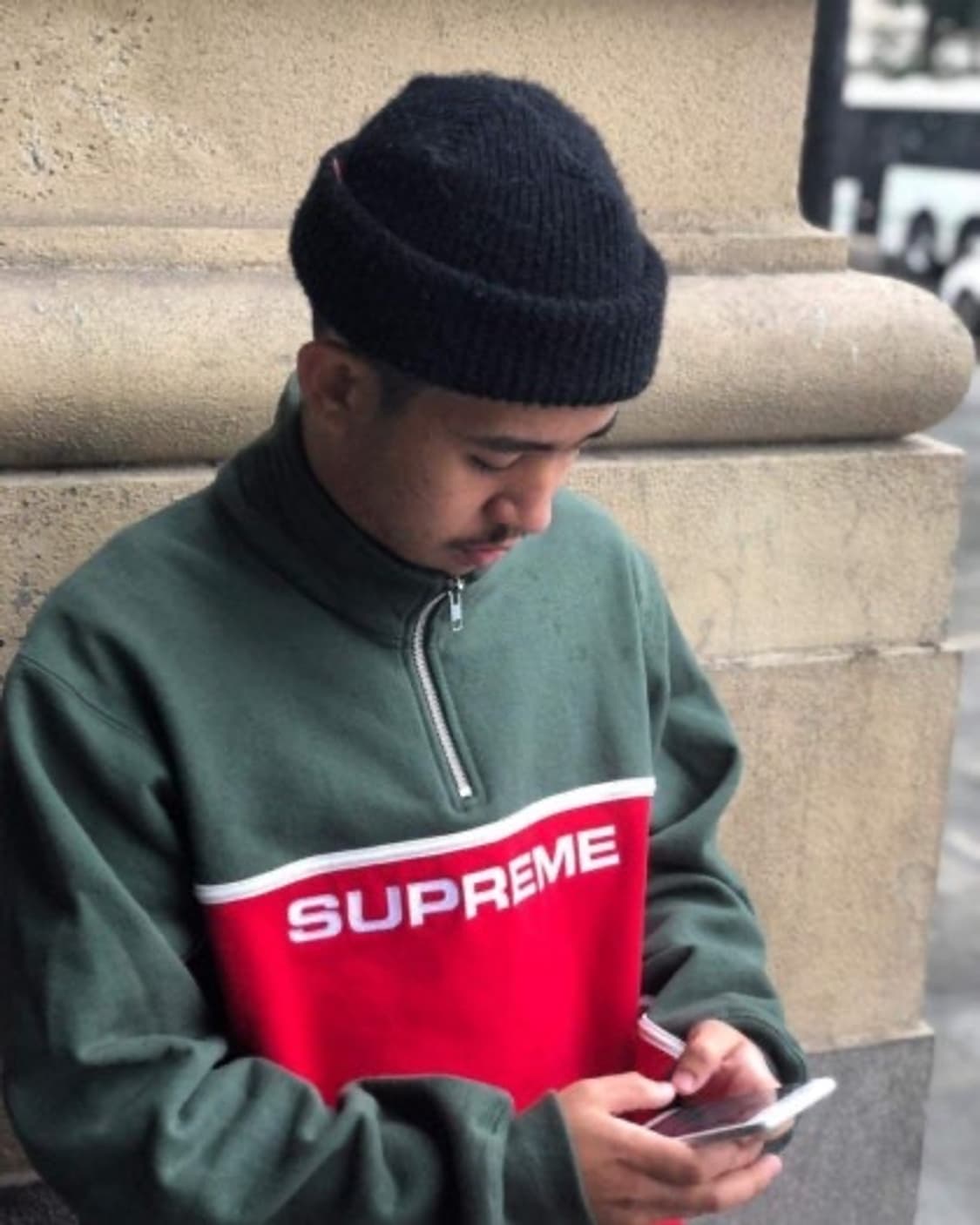 (M)Supreme 슈프림 투톤 하프집업 스웻셔츠 맨투맨 그린레드 상품이미지1