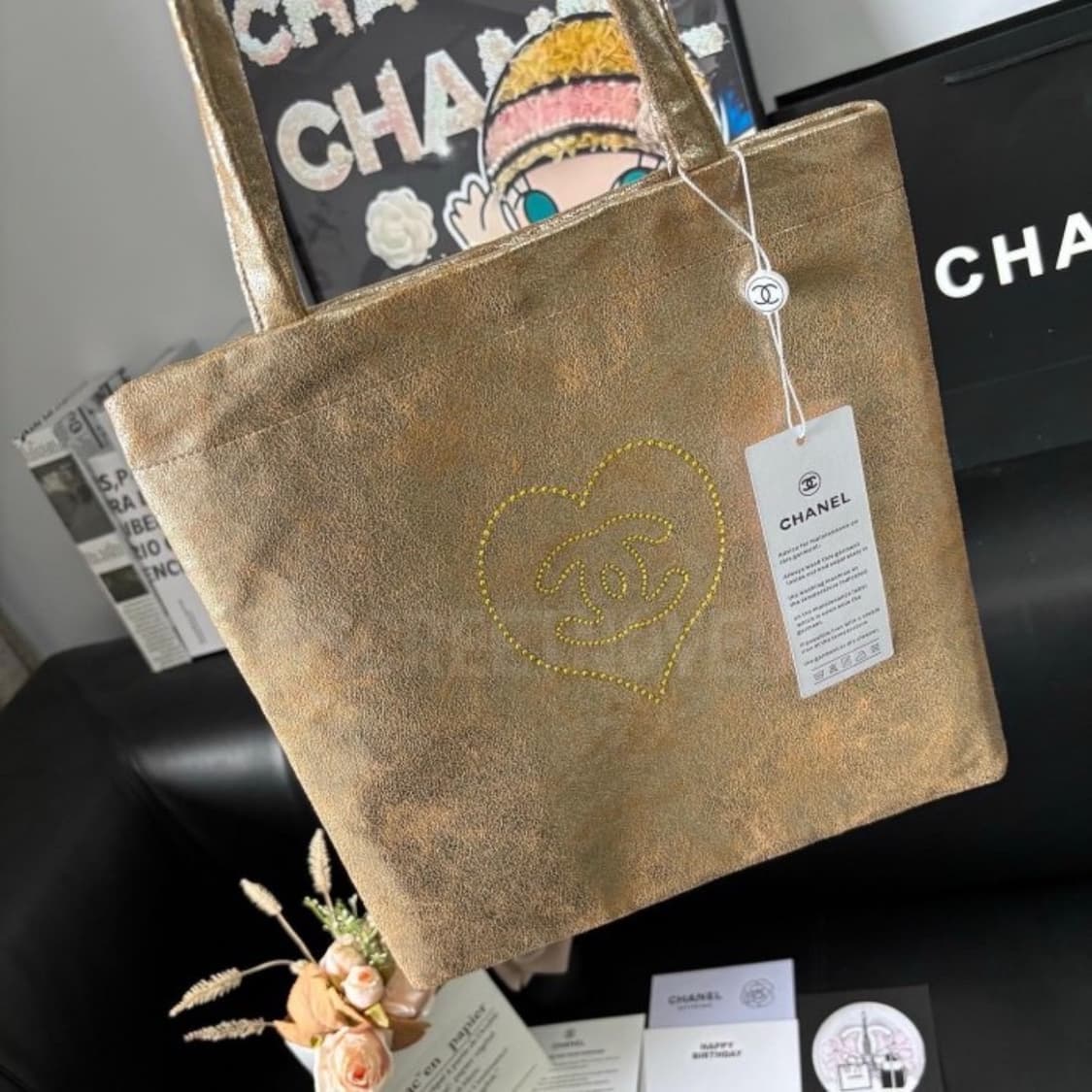 샤넬VIP 기프트 빈티지 에코백 토트백 골드 상품이미지2