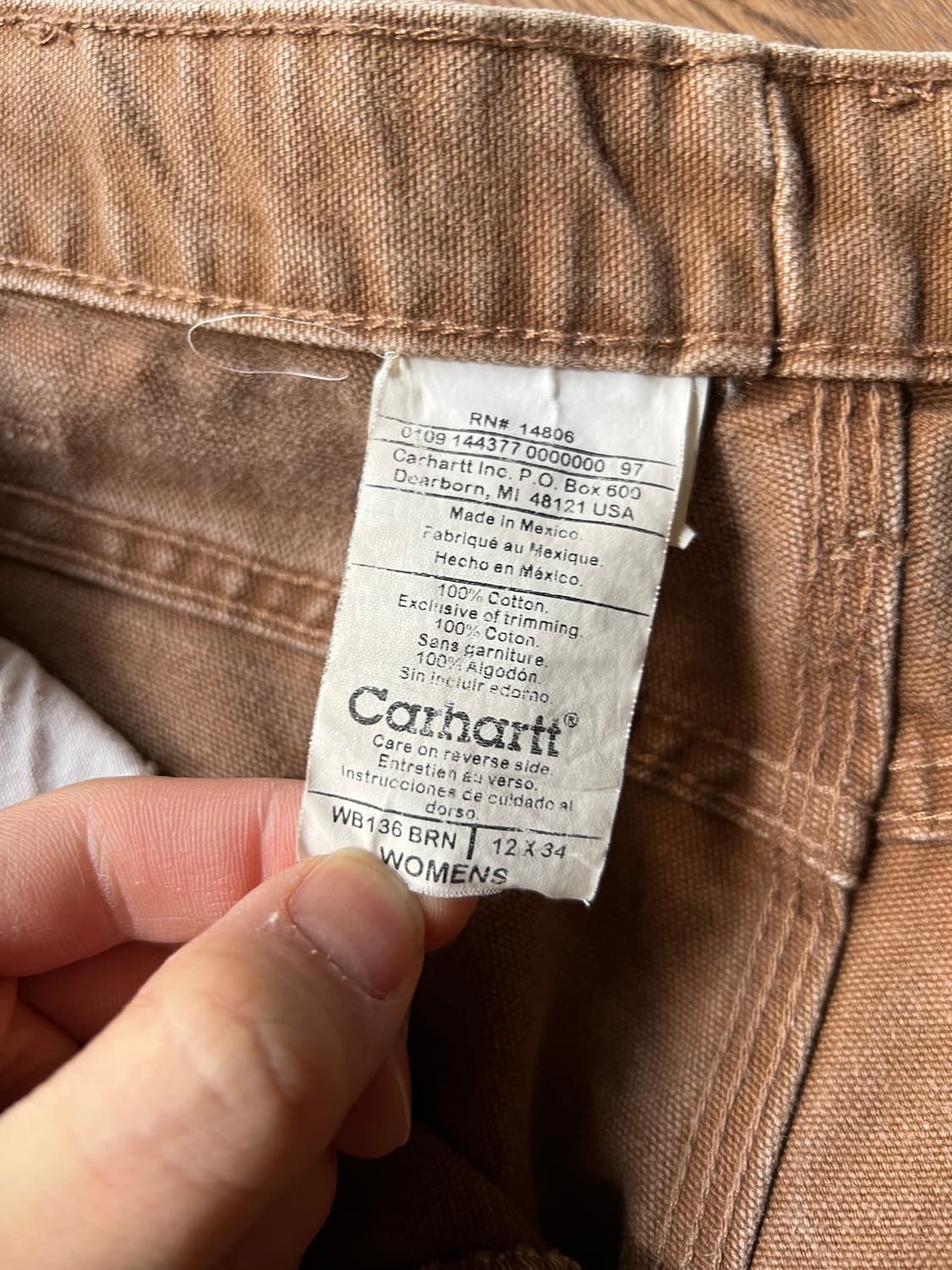 [34]칼하트 USA 빈티지 데미지드 페인팅 브라운 더블니 워크 팬츠 상품이미지3