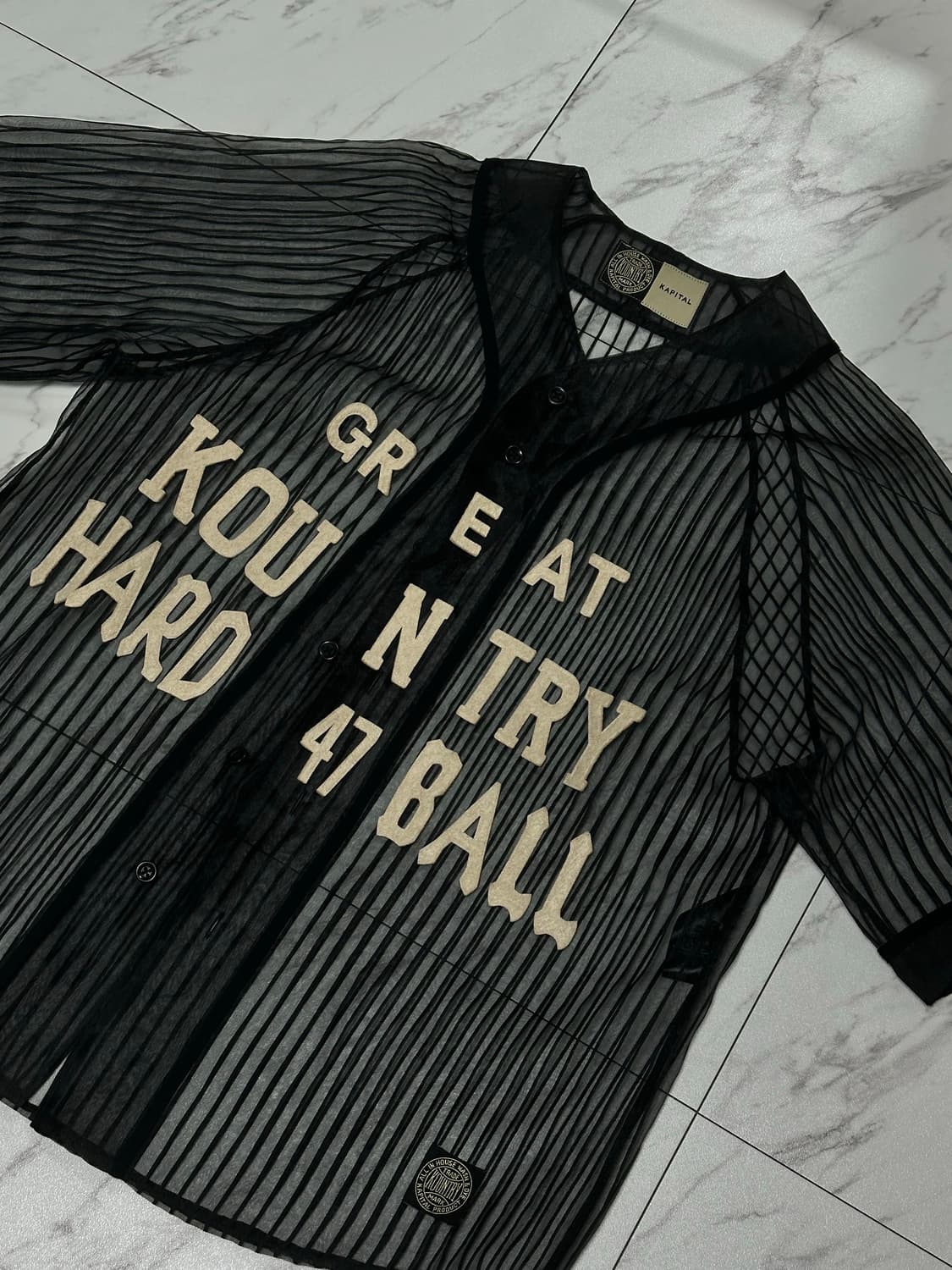 캐피탈 시어 스트라이프 베이스볼 셔츠 블랙 상품이미지2