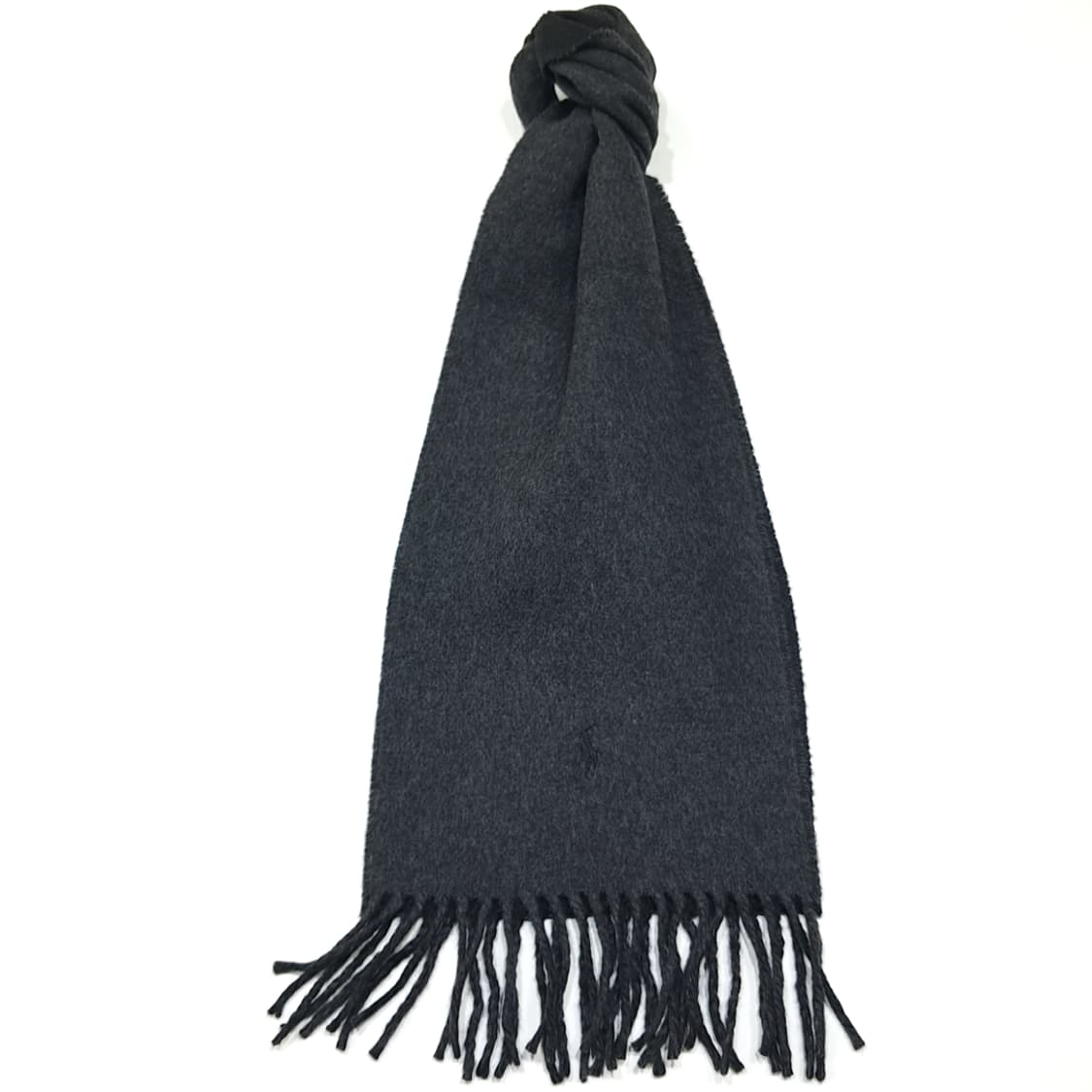 MX332 폴로 랄프로렌 차콜 블랙 양면 버진울 목도리 머플러 상품이미지1
