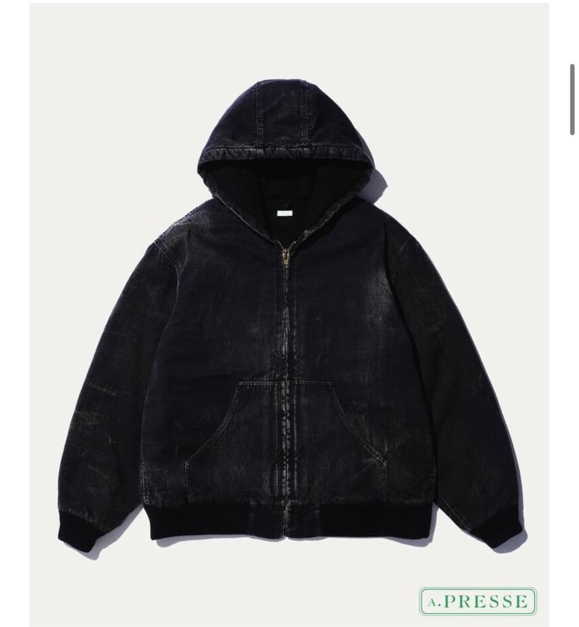 아프레쎄 실크린넨 후드자켓 점퍼 블랙 3 상품이미지1