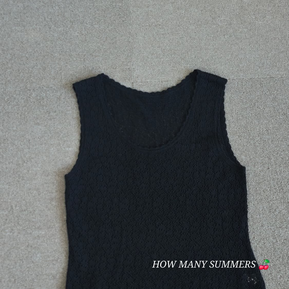 울 혼방 블랙 레이스 펀칭 니트 나시 상품이미지8