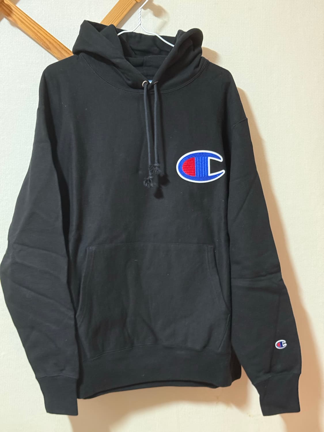 챔피온 리버스 위브 빅로고 후드 블랙 L사이즈 상품이미지1