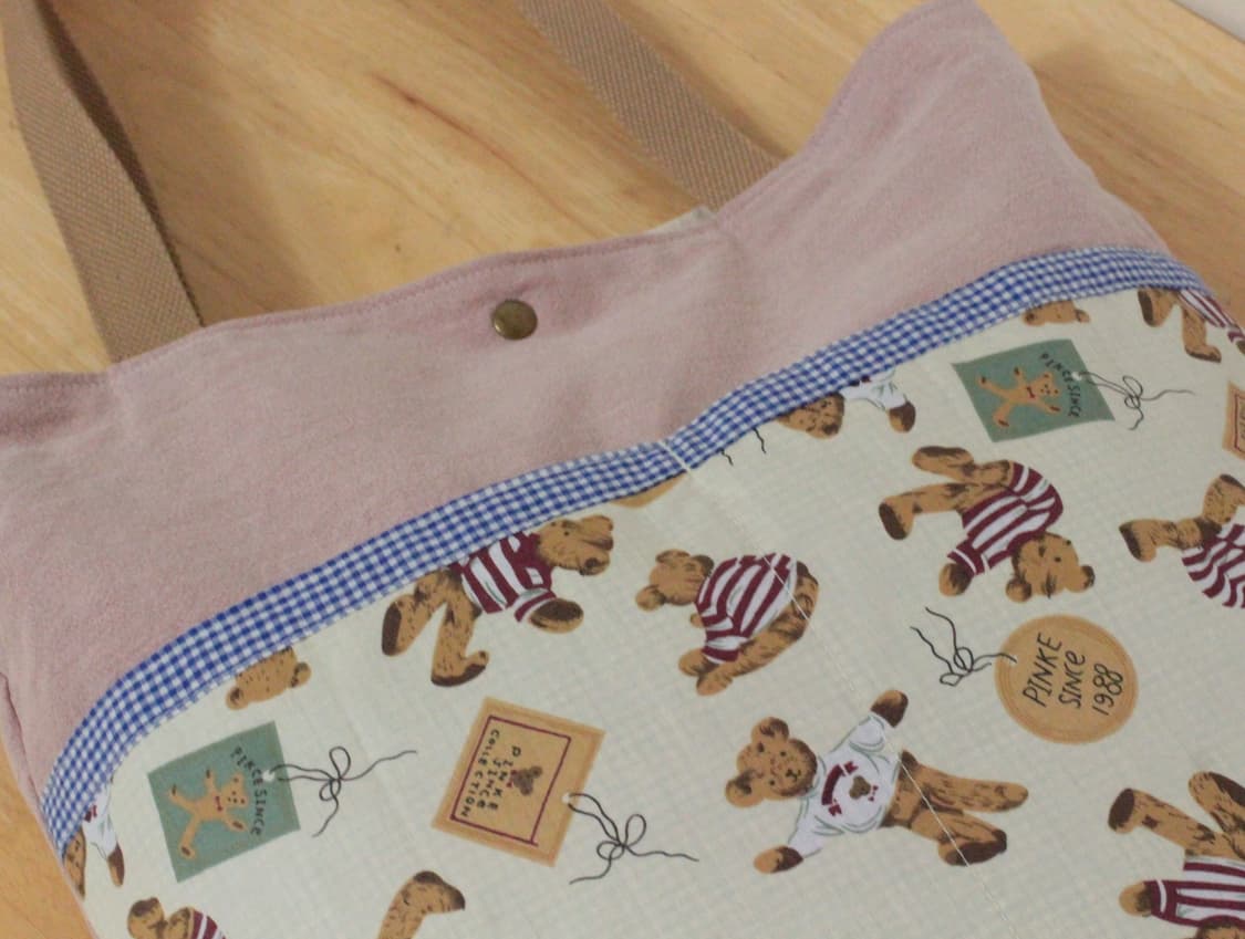 (잠시할인중) 핸드메이드 곰무늬 2포켓 핑크 가방 상품이미지5