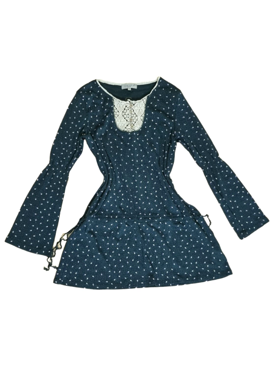 빈티지 THEORIA 청록 그린 패턴 롱블라우스 티셔츠 모리걸하구미히피 상품이미지1