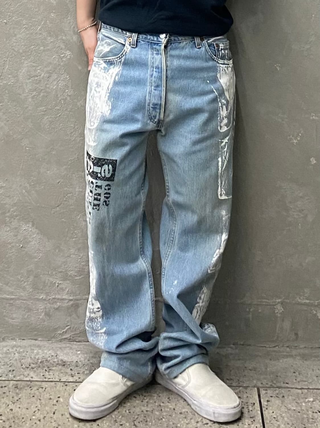 [32] 90s Levi's 501 리바이스 USA 페인팅 데님팬츠 상품이미지10