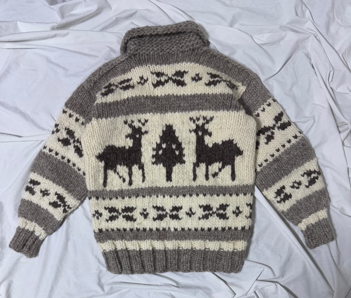 Flyer hooks 캐나다 코위찬 헤비울 니트 집업 사슴 상품이미지2