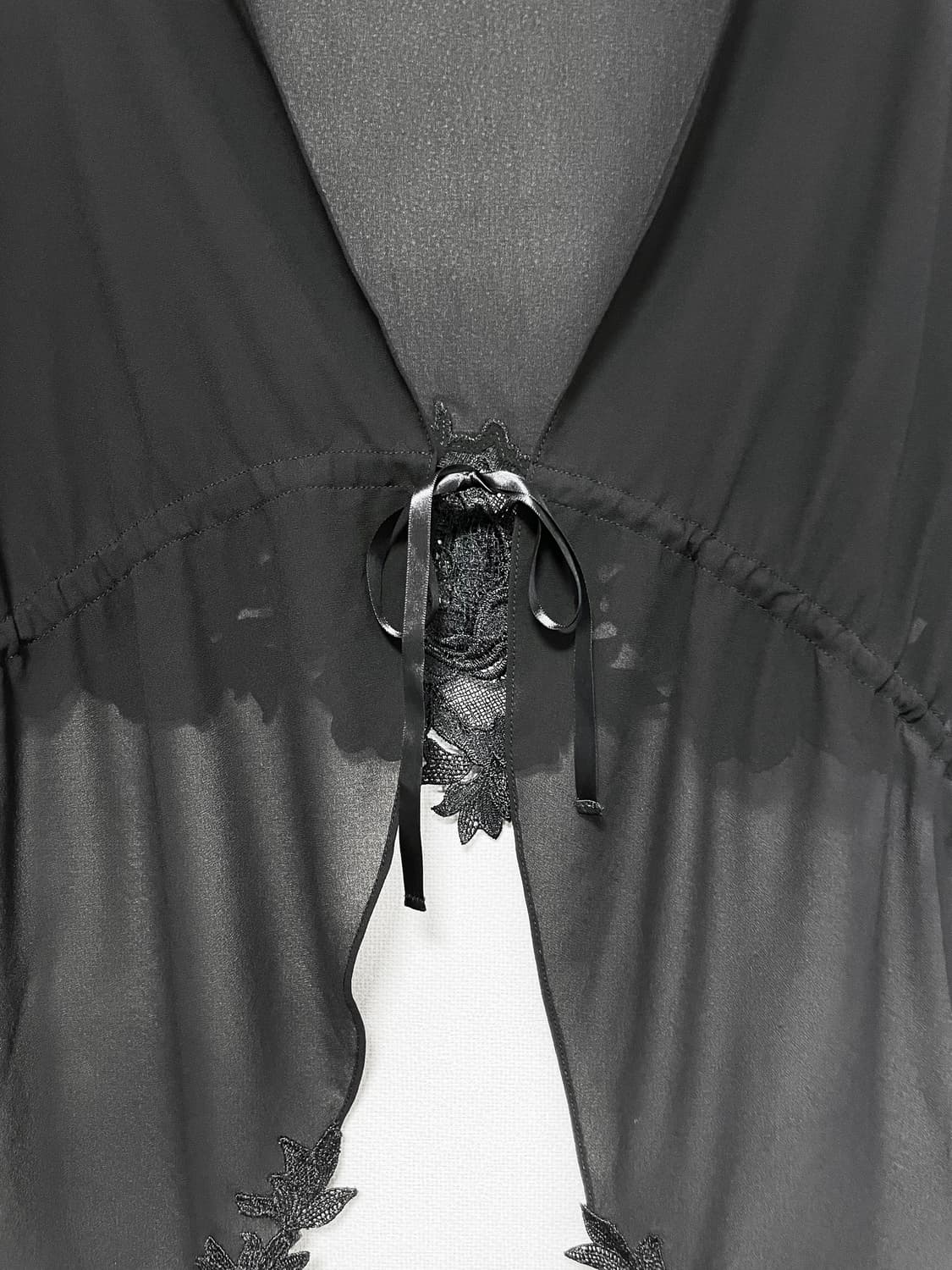 Floral Lace Trim Sheer Shawl Jacket 상품이미지6