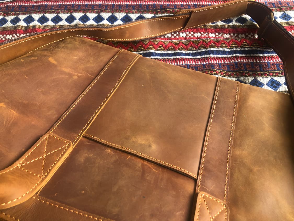 빈티지 브라운 레더 토트백 미사용 상품이미지7