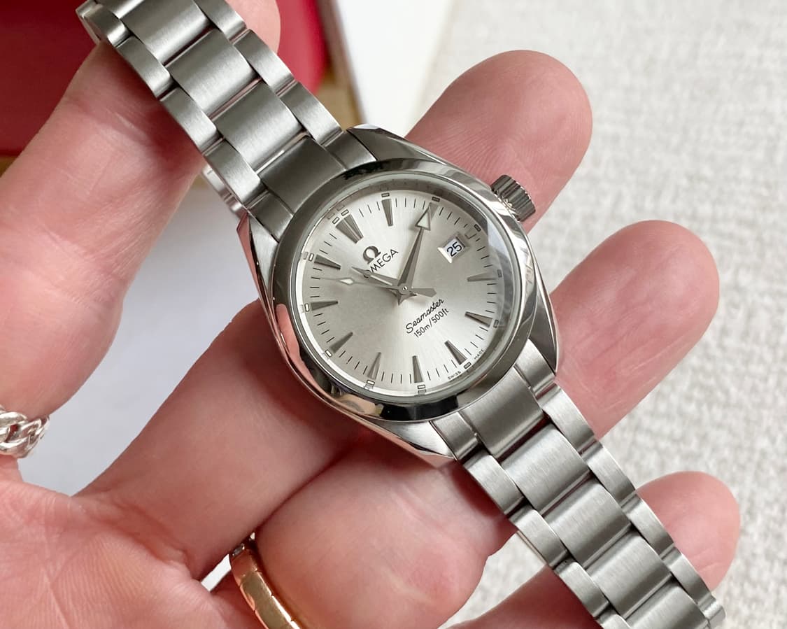 오메가 여성용 아쿠아테라 29mm 2577.30 은판 쿼츠 여성용 상품이미지3