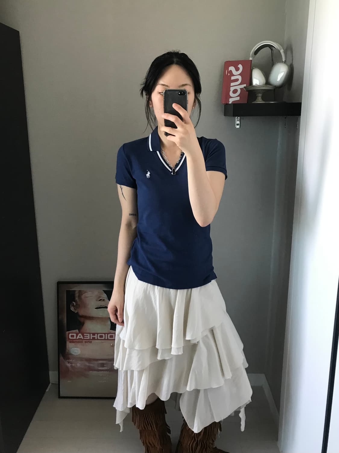 폴로 랄프로렌 포니 로고 네이비 브이넥 카라티 상품이미지3