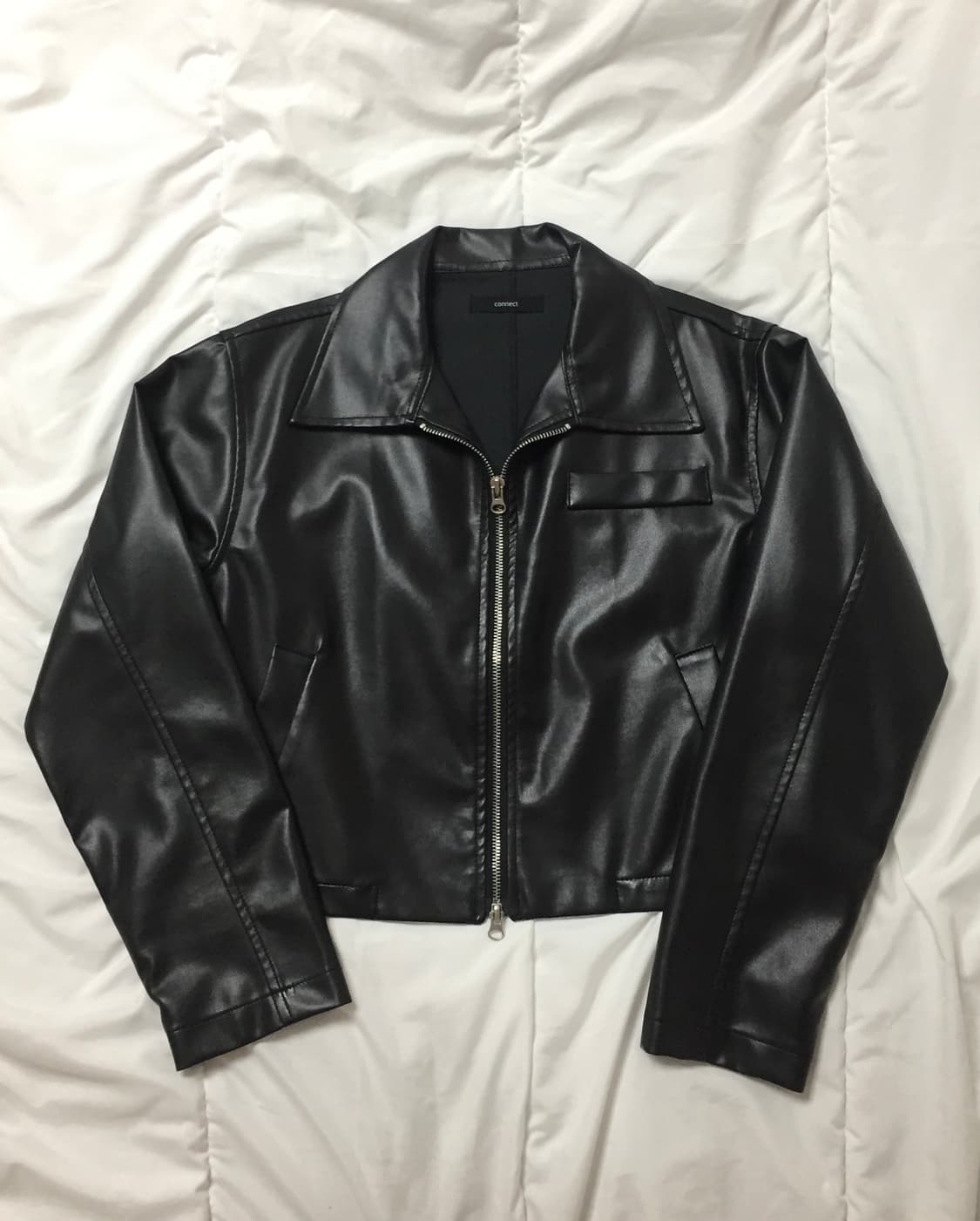 크롭 가죽 레더자켓 상품이미지2