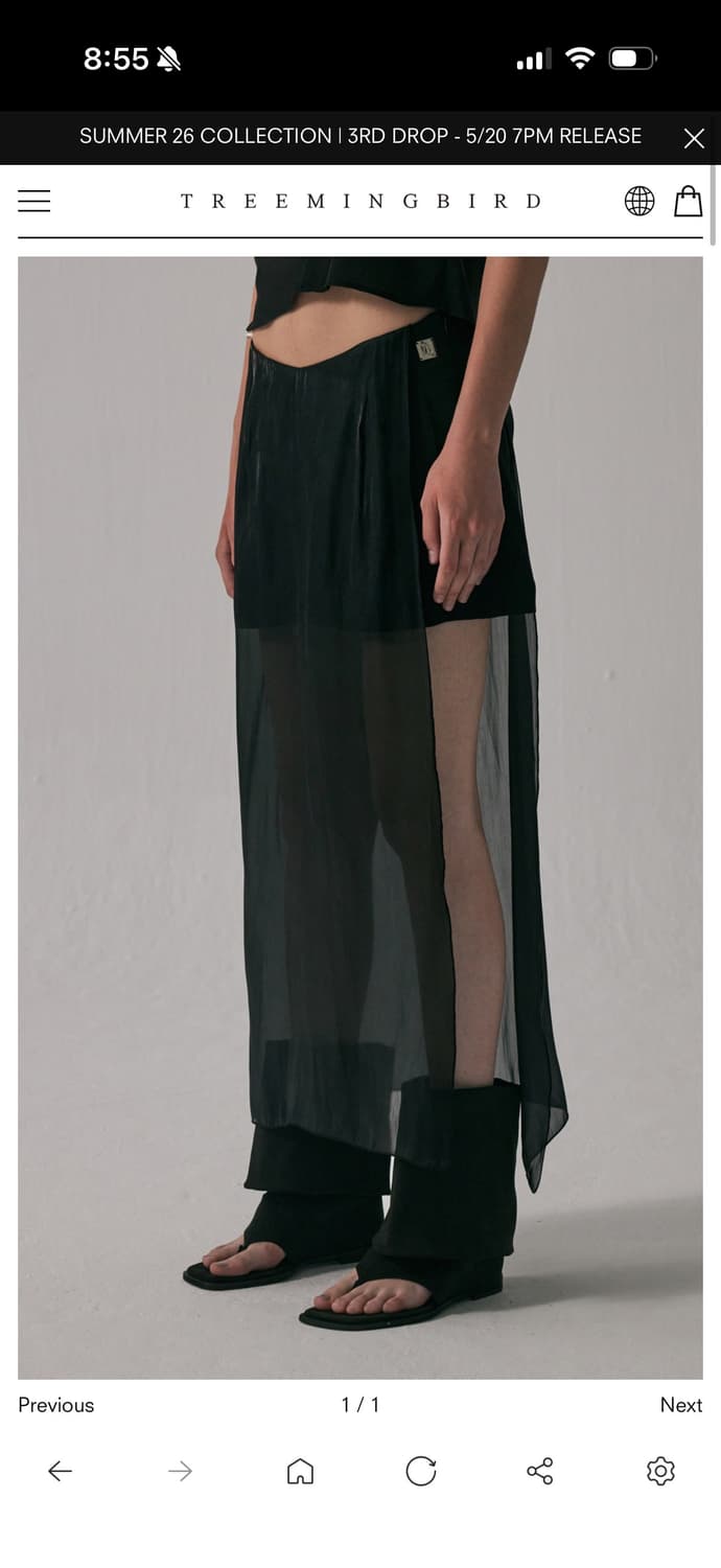See-Through V Low-Waist Mini Skirt [ Bla 상품이미지1