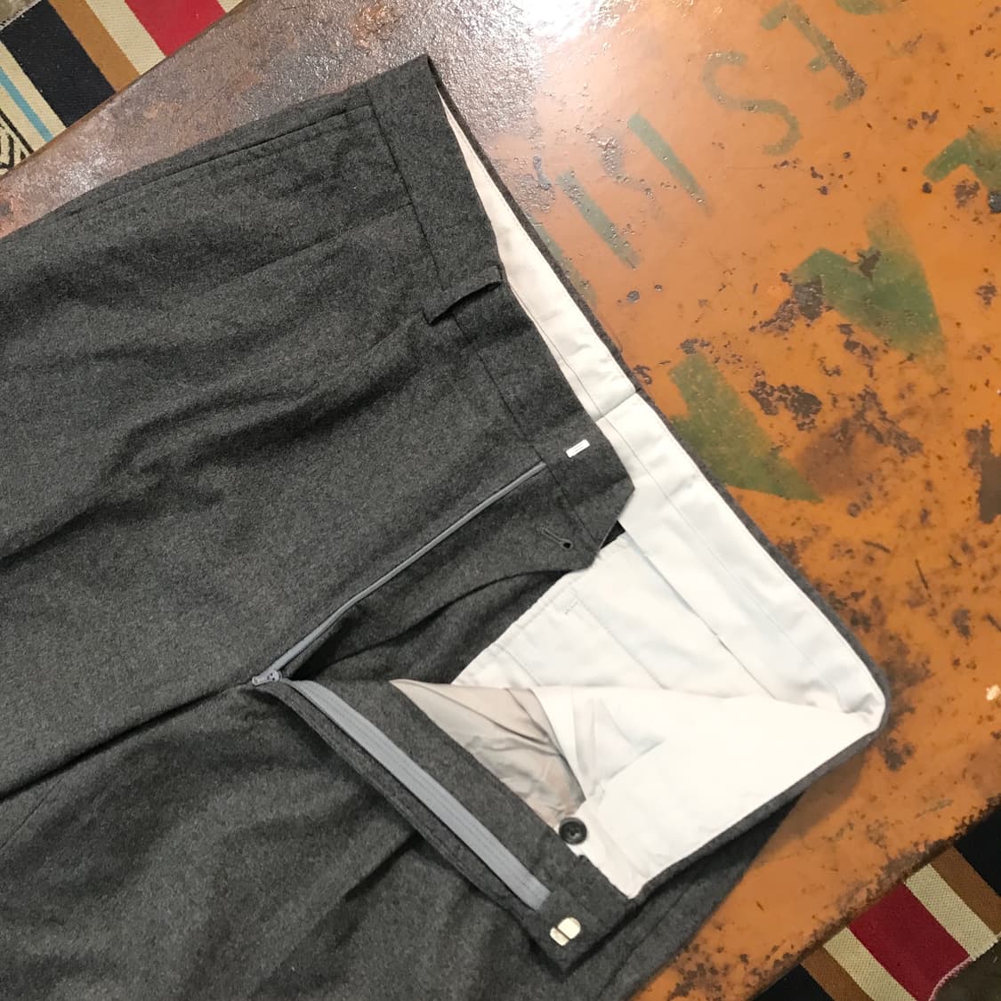 Jpress 제이프레스 그레이 투턱 핀턱 울 트라우저 허리 33 사이즈 상품이미지5