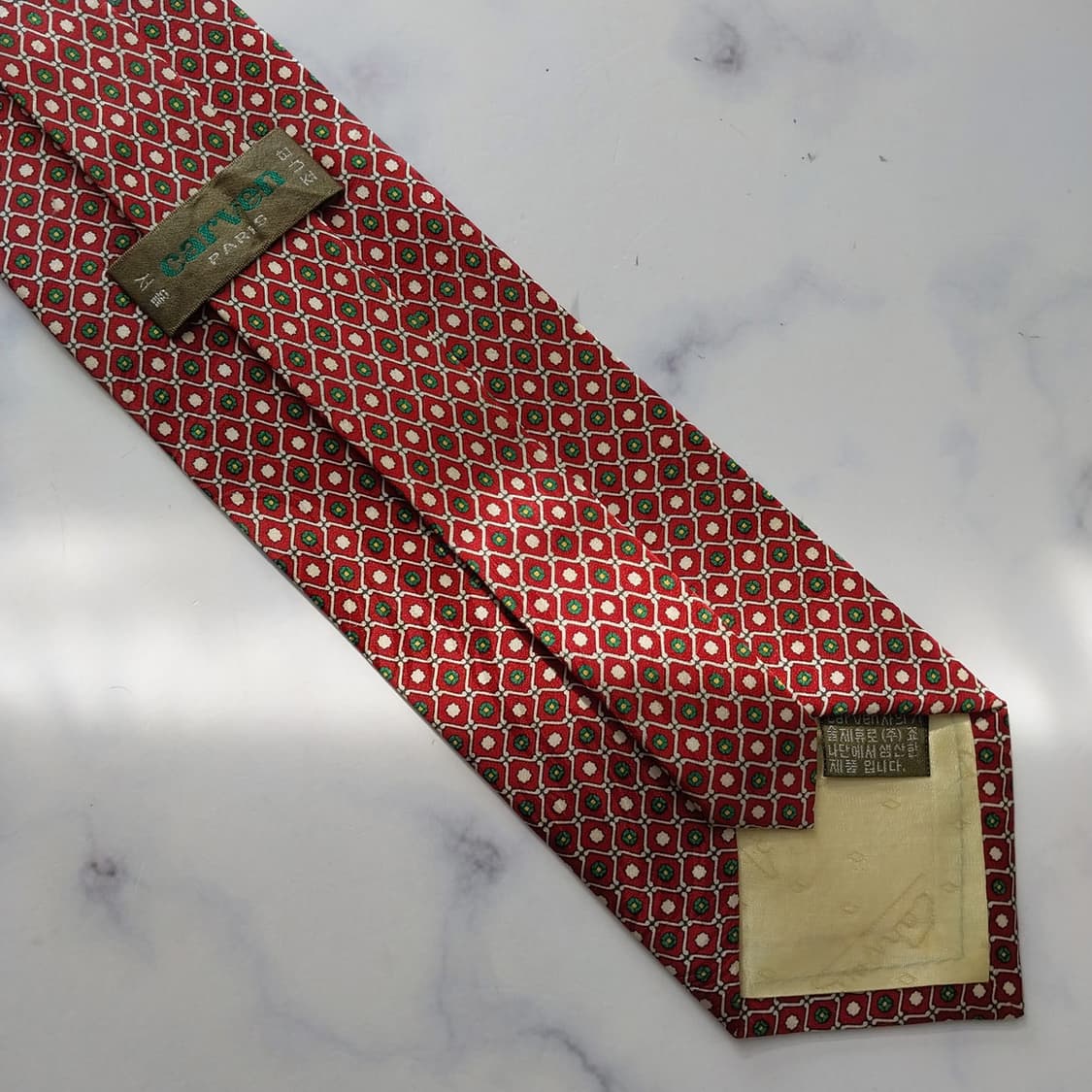 까르뱅 실크 레드 패턴 넥타이 9.6cm A+등급 K1978
 상품이미지7