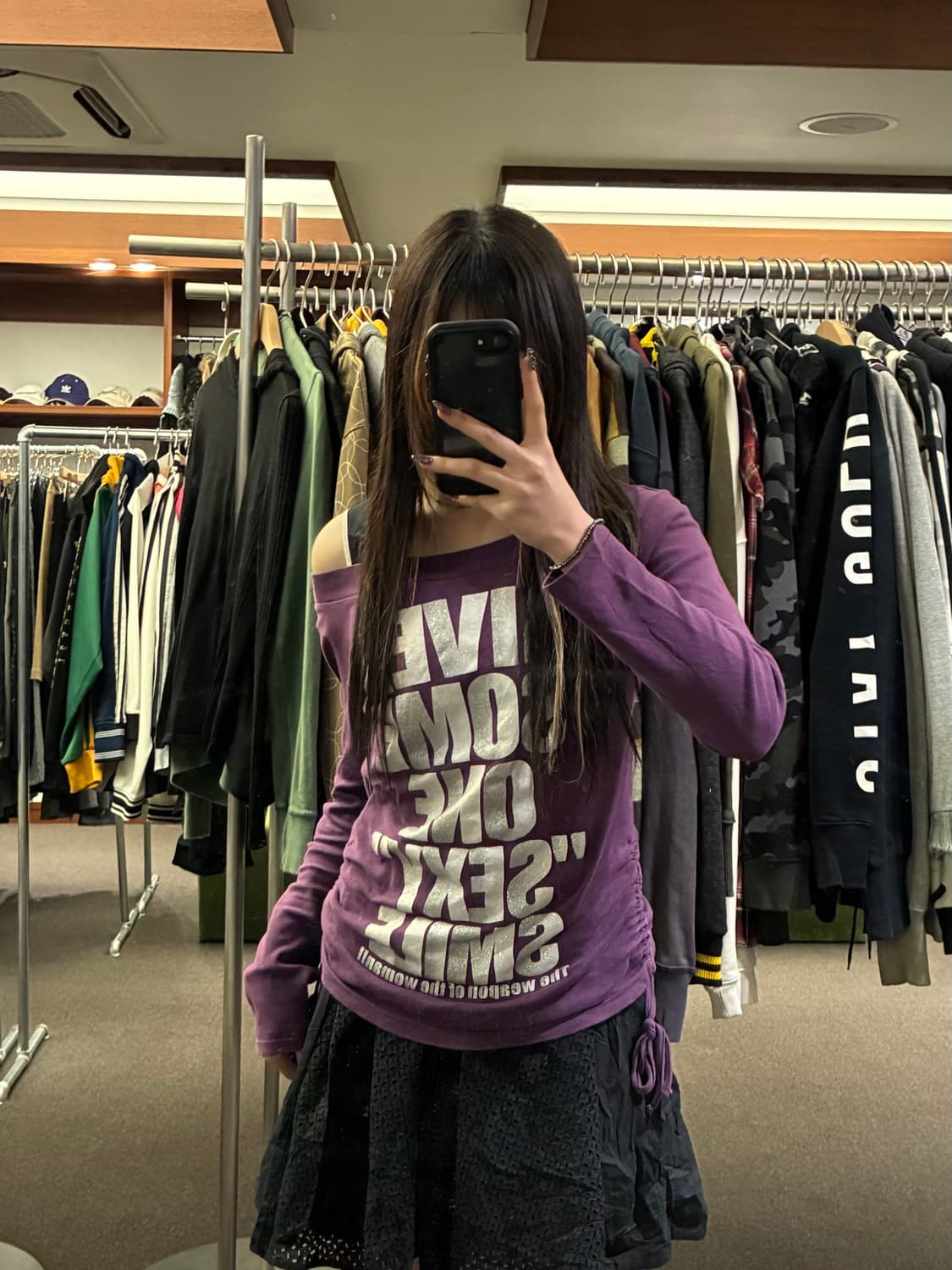 L)Japanese vintage 여성 셔링 디테일 레터링 롱 슬리브 상품이미지2