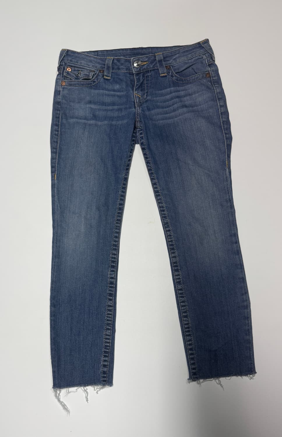 여성 트루릴리젼 밑단 스크래치 스판 스키니 데님팬츠 상품이미지2