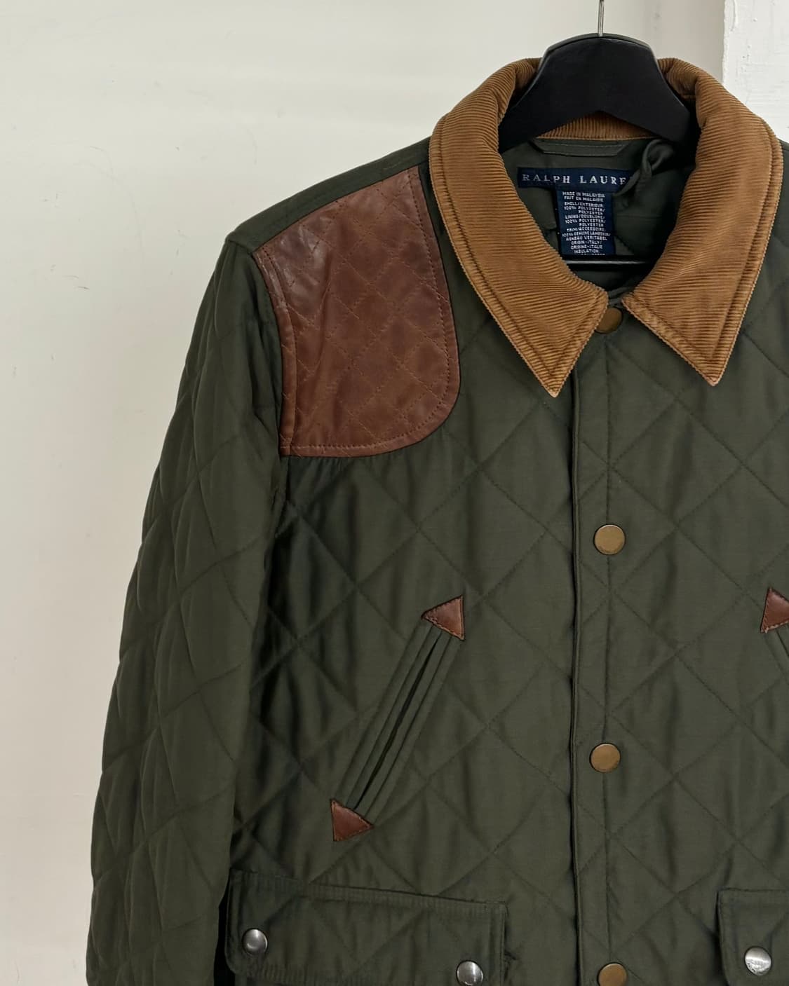 랄프 로렌 카키 가죽 숄더 패치 퀄팅 자켓 상품이미지3