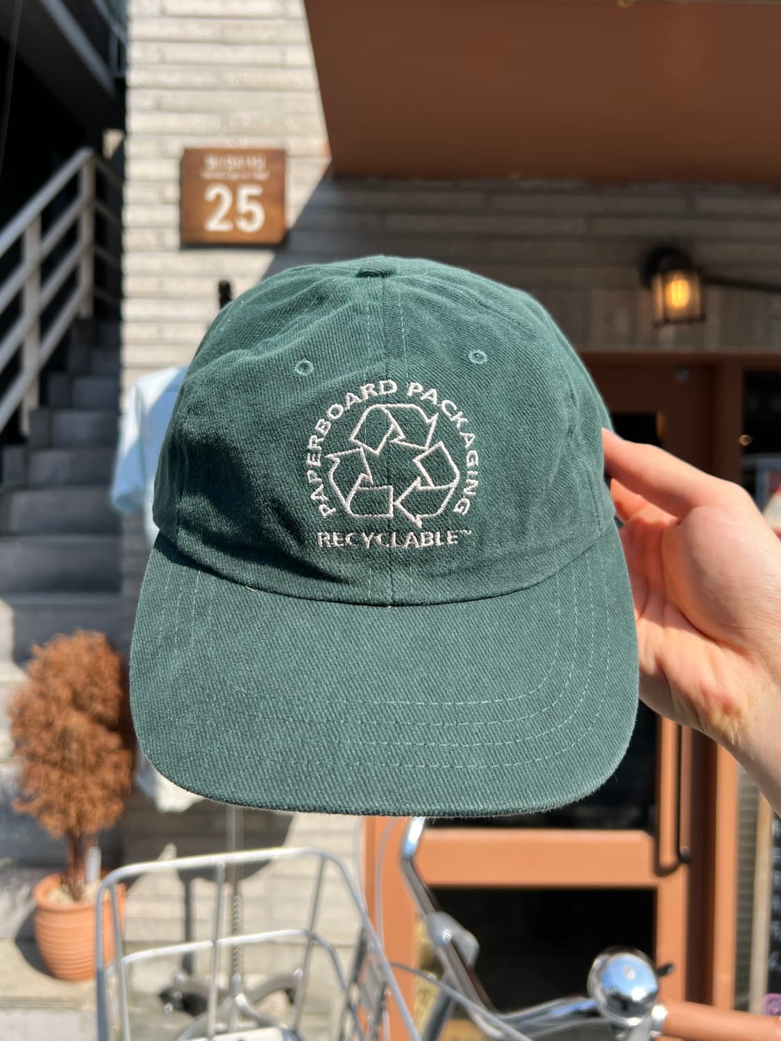 90's Made in USA RECYCLABLE 로고 그린 볼캡 상품이미지1