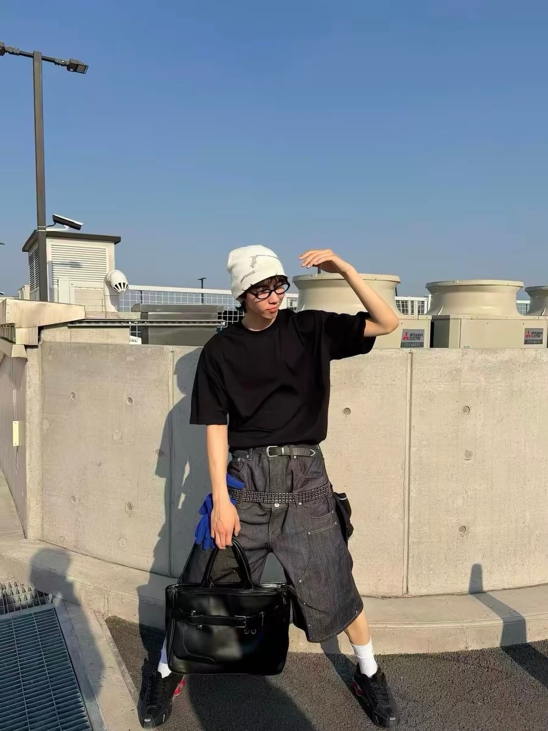 Vintage mood 레이어드 더블니 데님 버뮤다 팬츠 상품이미지6
