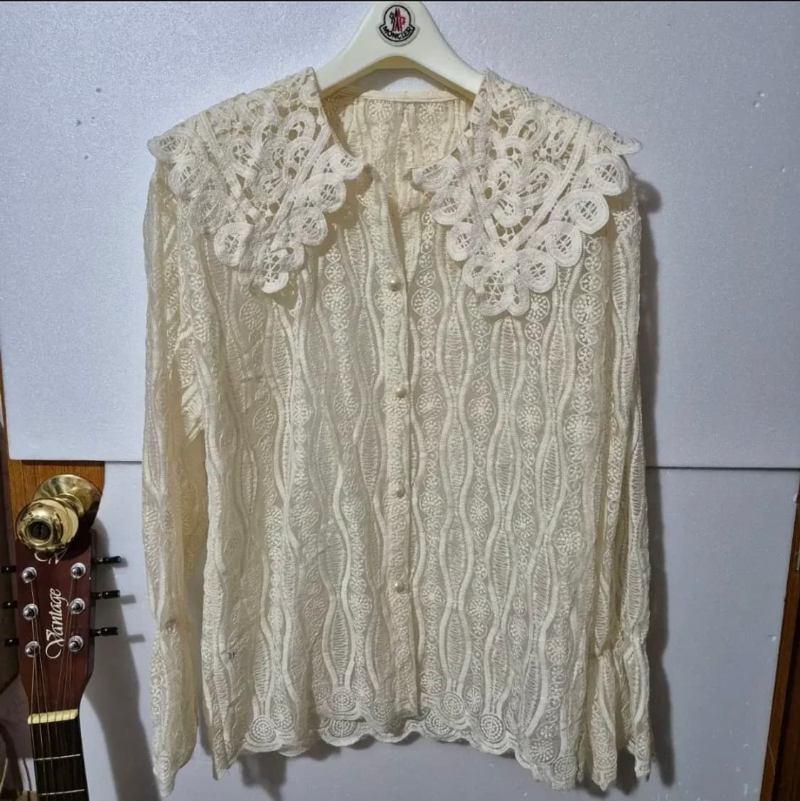 335 ) 자수 진주 시스루 고급 가디건 셔츠 4계절 최상급 상품이미지1