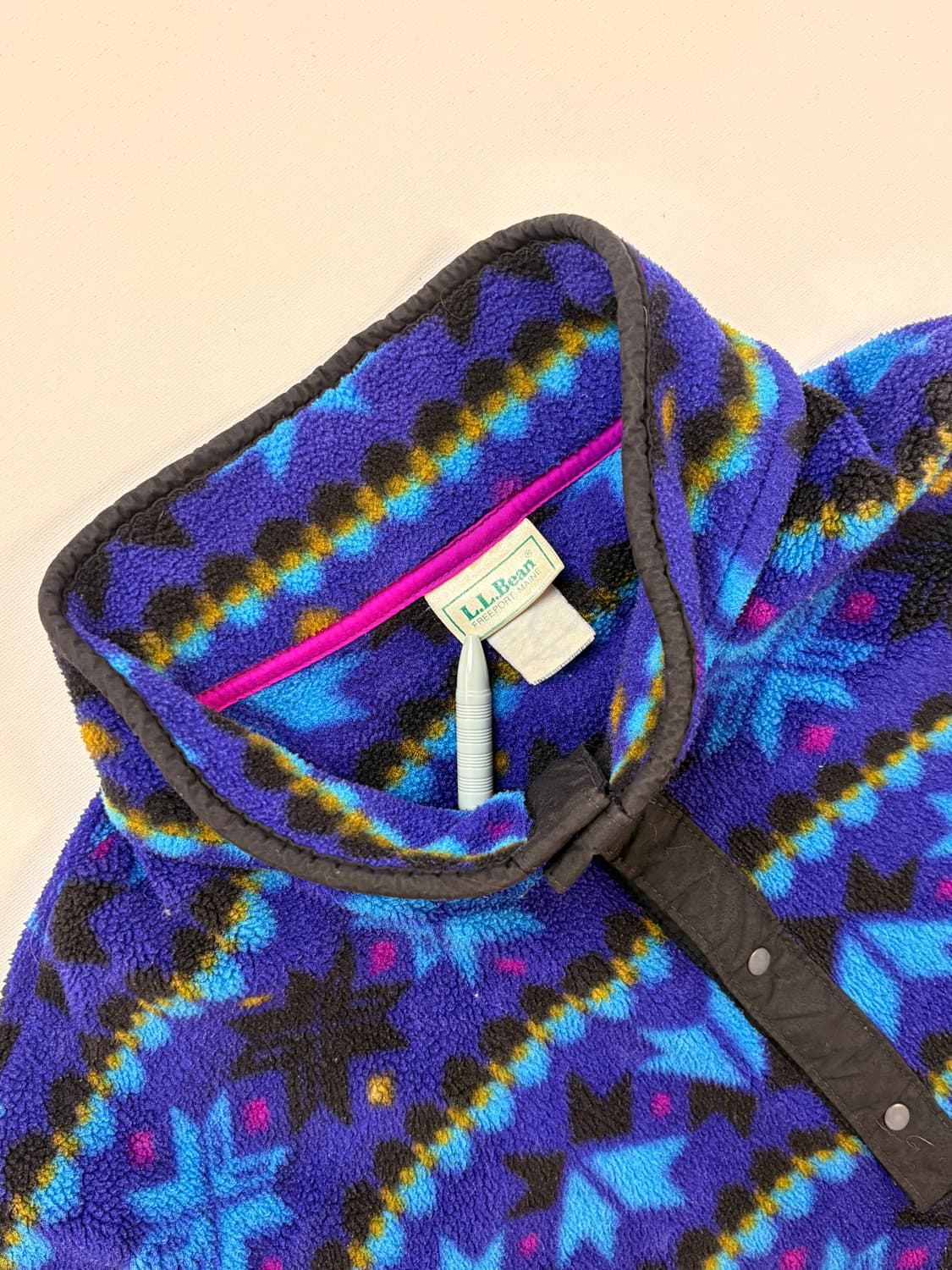 90s Vintage L.L.Bean Aztec Fleece T-Snap 상품이미지2