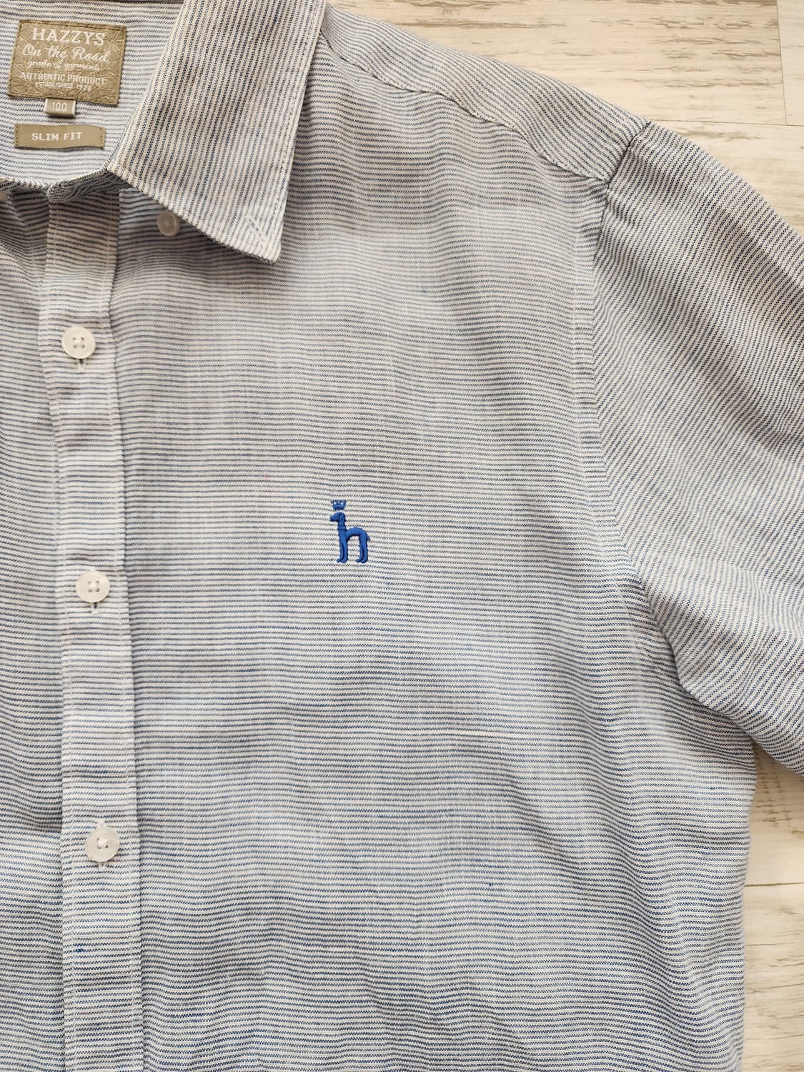 HAZZYS 헤지스 스트라이프 긴팔 셔츠 팜. 100사이즈 슬림핏 남방 상품이미지3