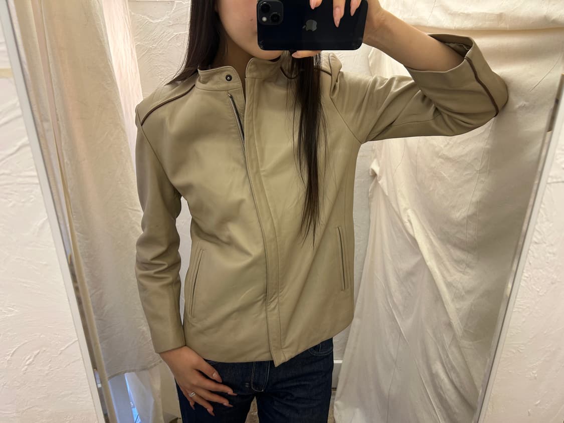 Sonzio 베이지 레더자켓 상품이미지1