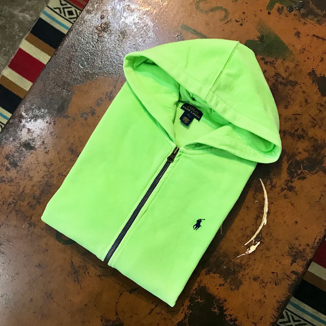 폴로랄프로렌 형광 그린 기모 후드집업 여성 55 66 사이즈 상품이미지1