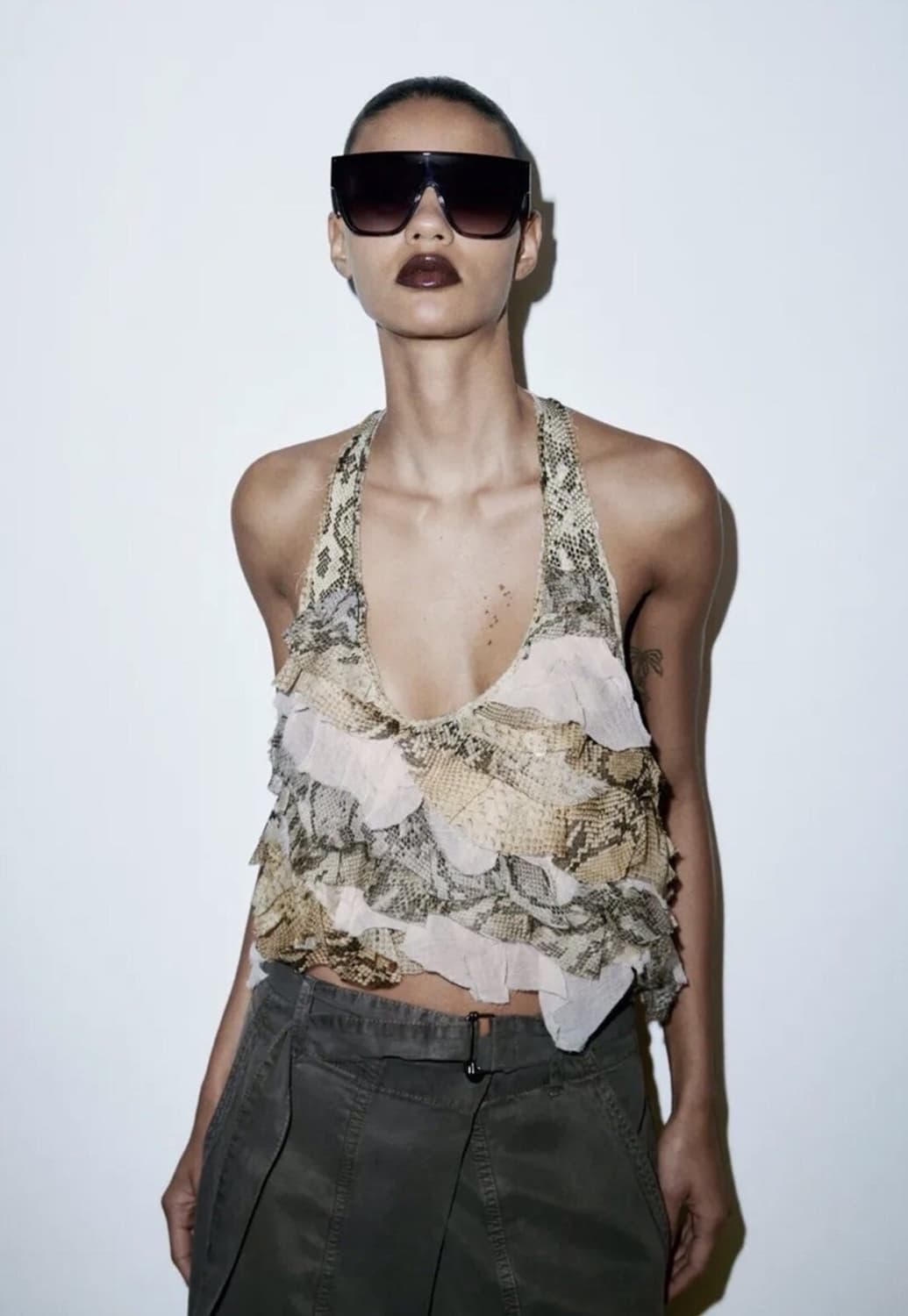 ZARA 자라 파이톤 홀터넥 탑 상품이미지1